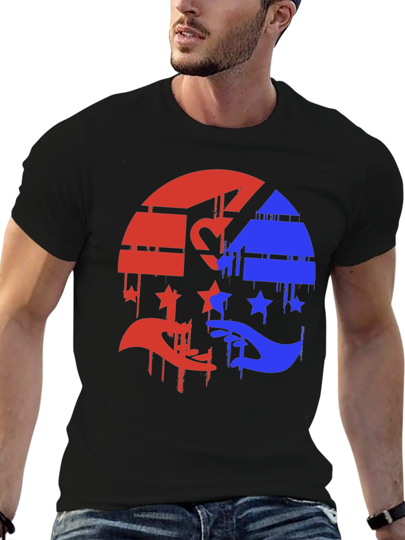 Black Red & Blue Graphic Tee - Abstract Design view 6