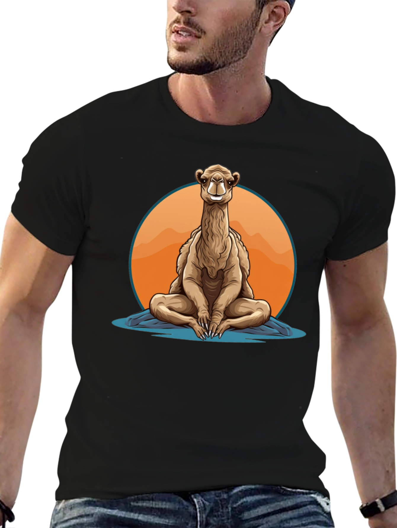 Black Meditating Camel T-Shirt - Zen Animal Graphic Tee view 6