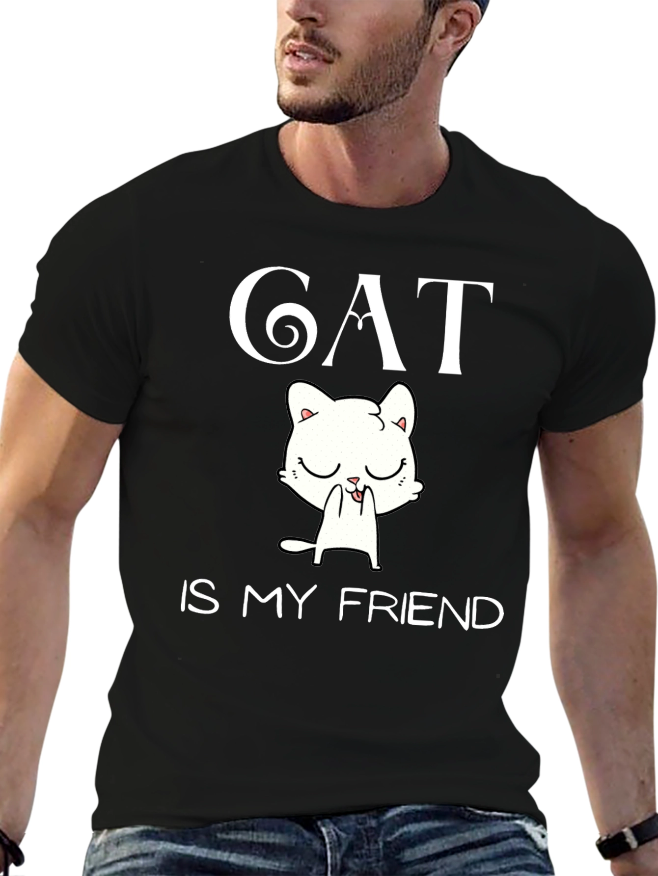 Black Cat Is My Friend Graphic Tee - Black T-Shirt view 6