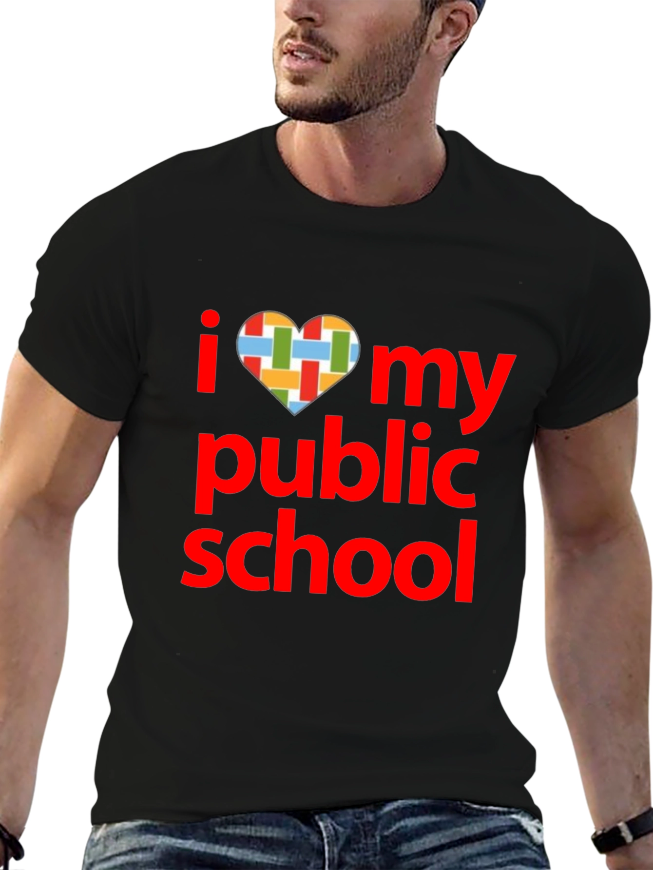 Black I Love My Public School T-Shirt view 6
