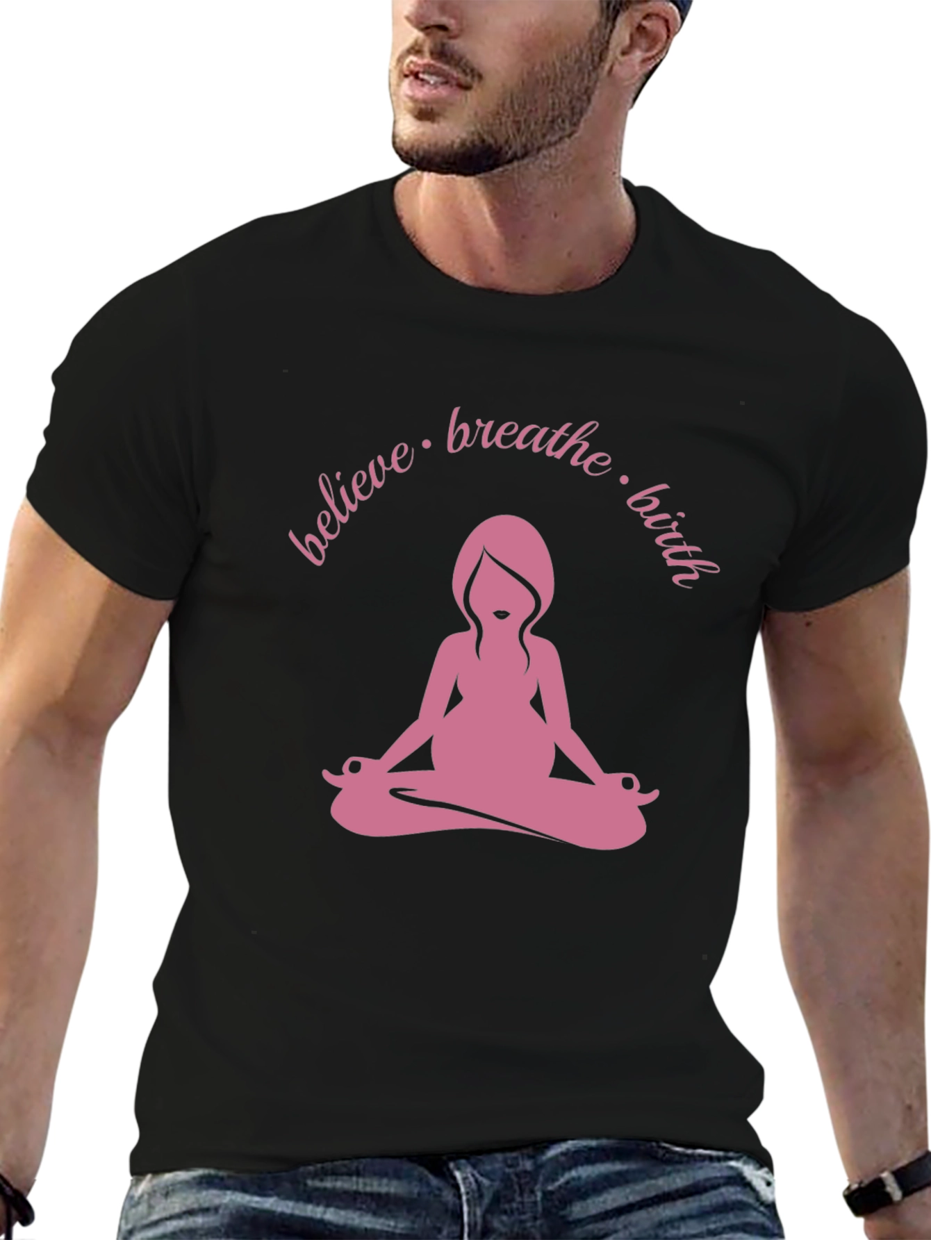Black Believe Breathe Birth Yoga Tee view 6