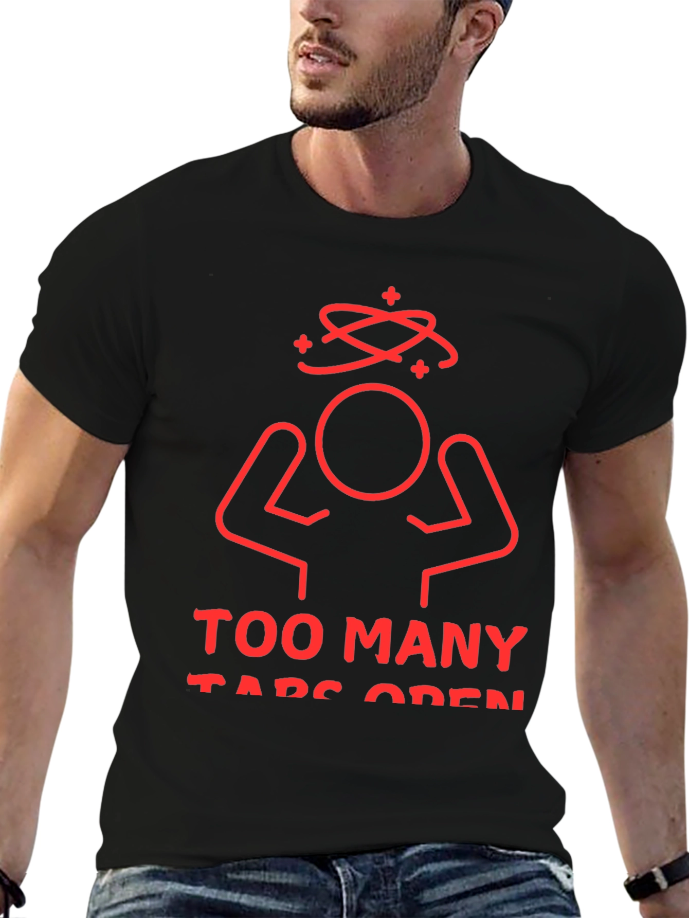Black Too Many Tabs Open Graphic Tee view 6
