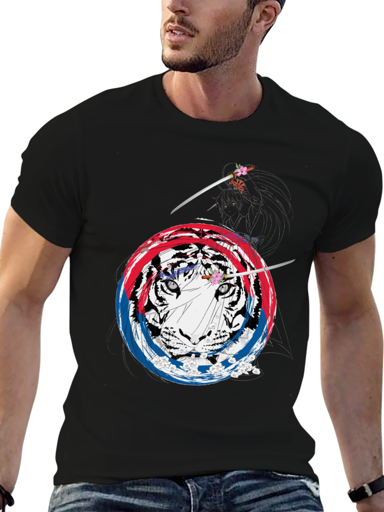 Black Tiger Samurai Graphic Tee - Unique Design view 6