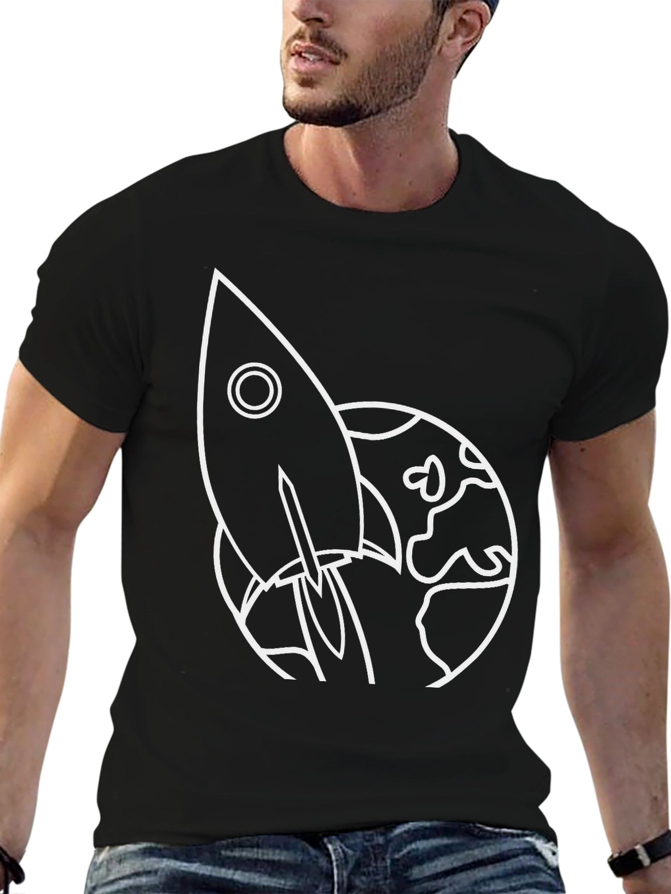 Black Rocket Launch Graphic Tee - Black Cotton view 6