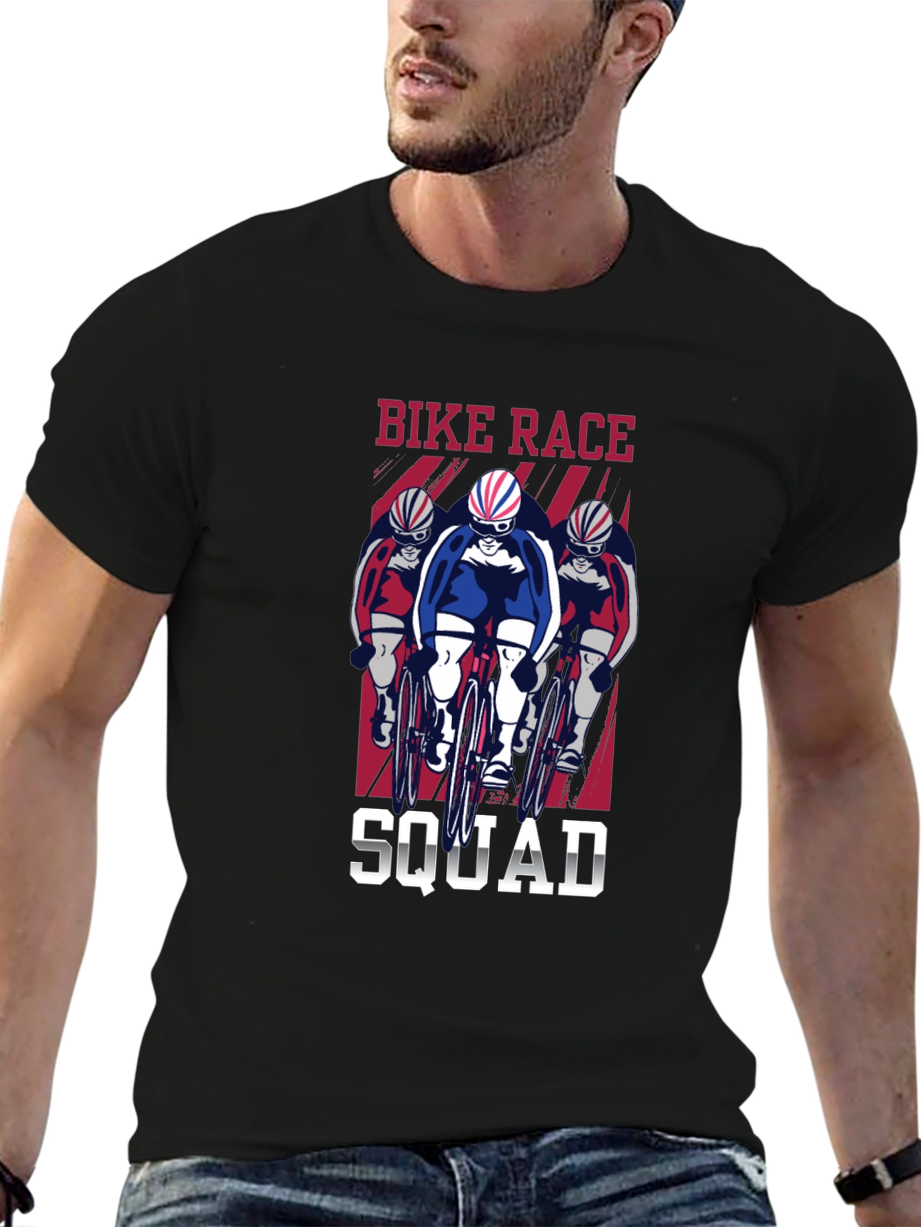 Black Bike Race Squad T-Shirt - Cycling Enthusiast Tee view 6