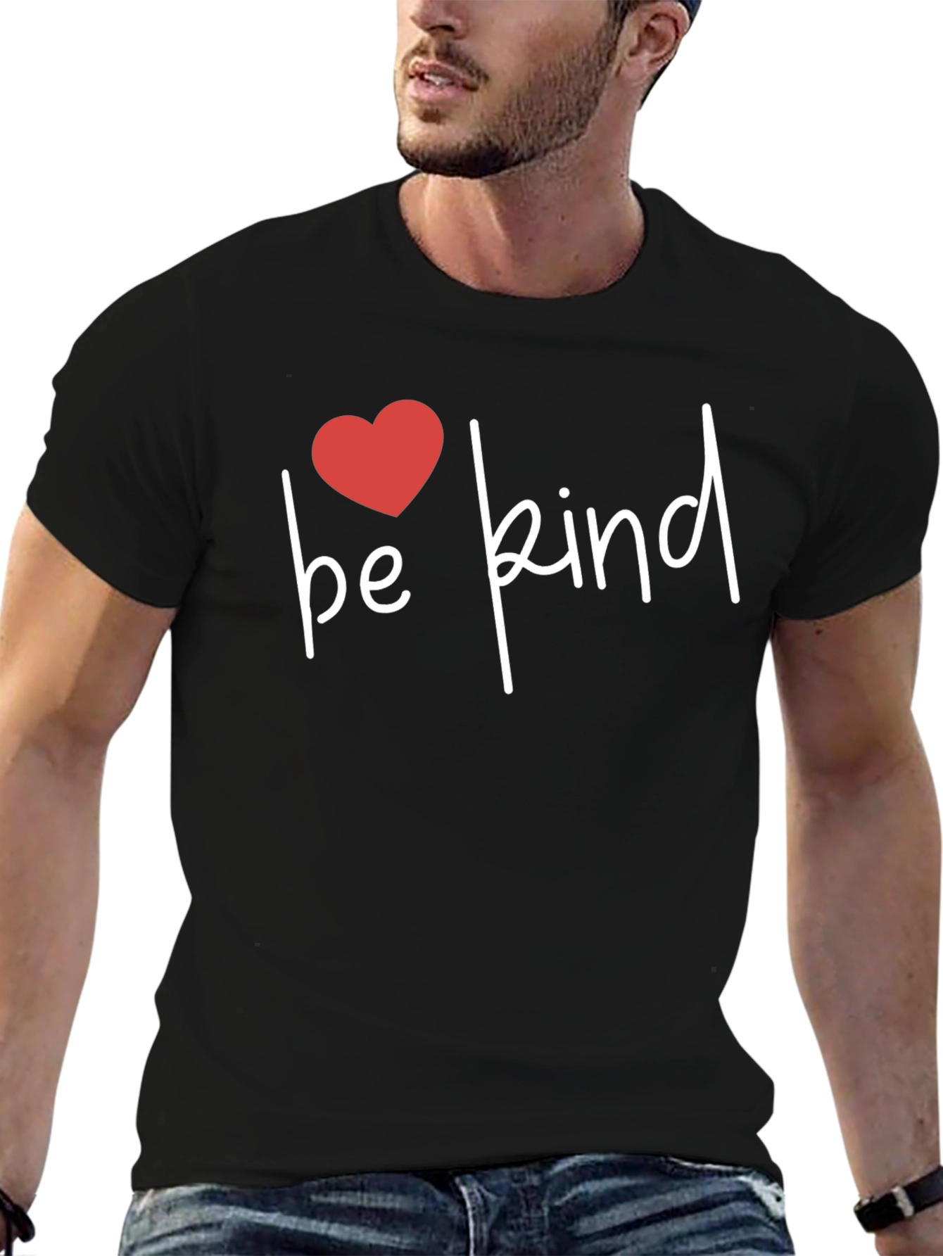 Black Be Kind Heart Graphic T-Shirt - Stylish Comfort Fit view 6