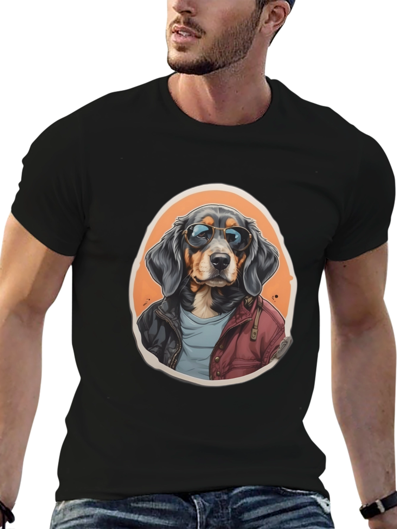 Black Cool Dog Graphic Tee - Black view 6