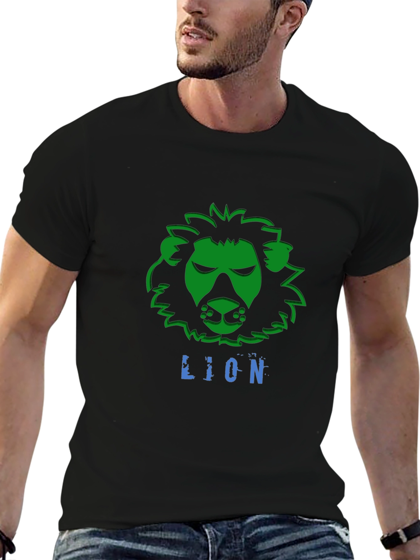 Black Lion Graphic T-Shirt - Black Crew Neck Tee view 6