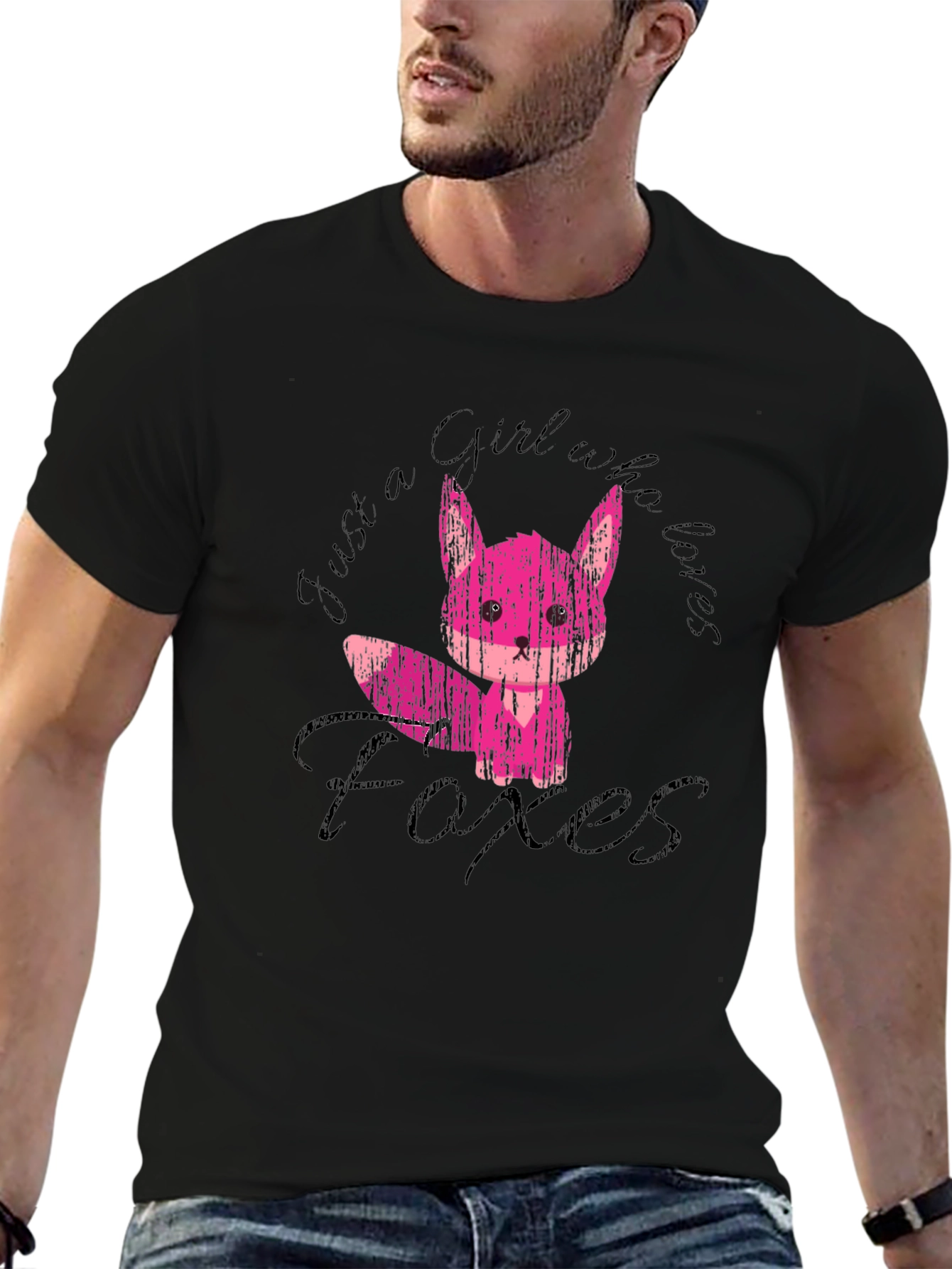 Black Girl Who Loves Foxes Black T-Shirt view 6