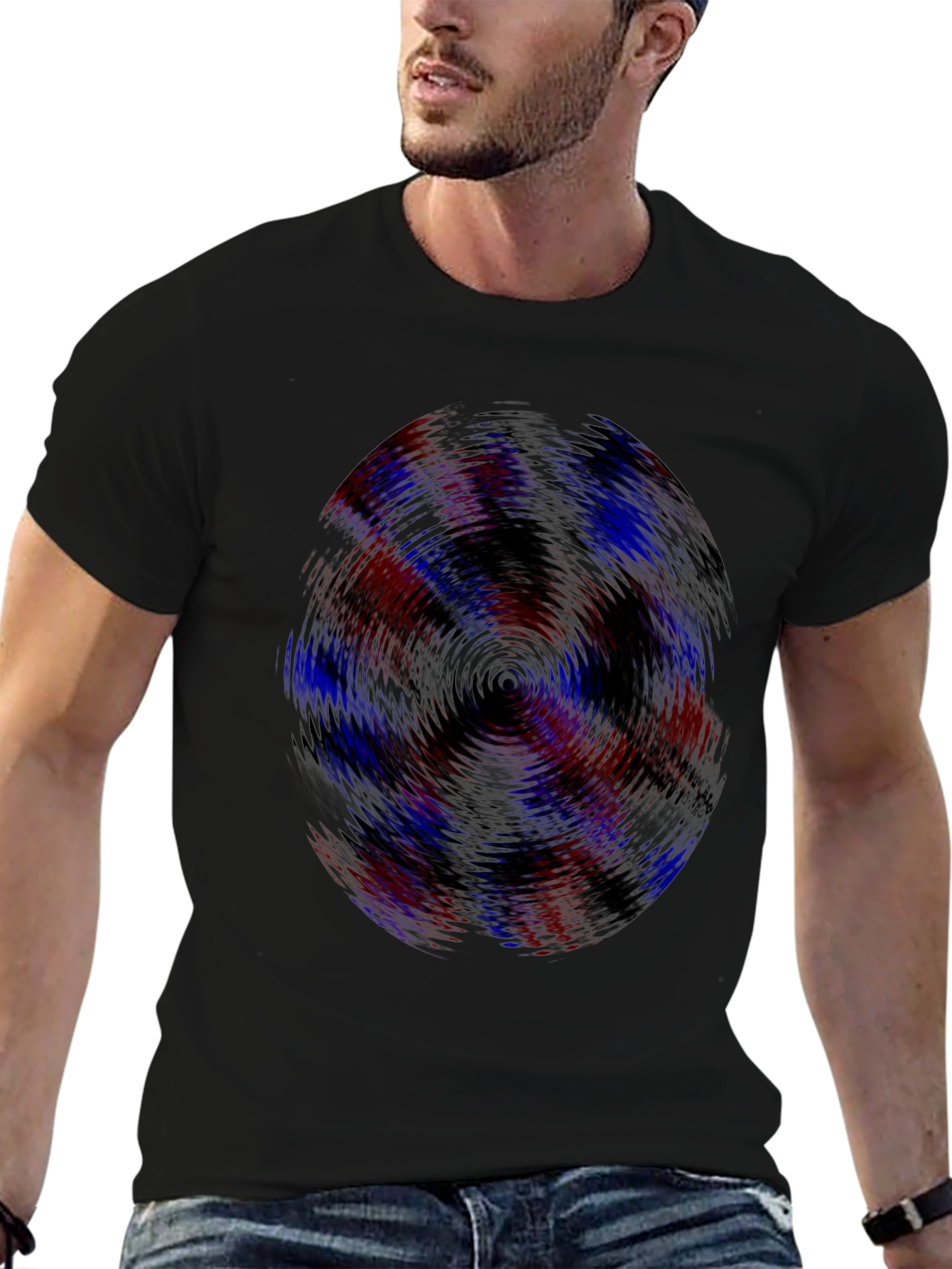 Black Vortex Graphic Tee - Men's Black Casual Shirt view 6