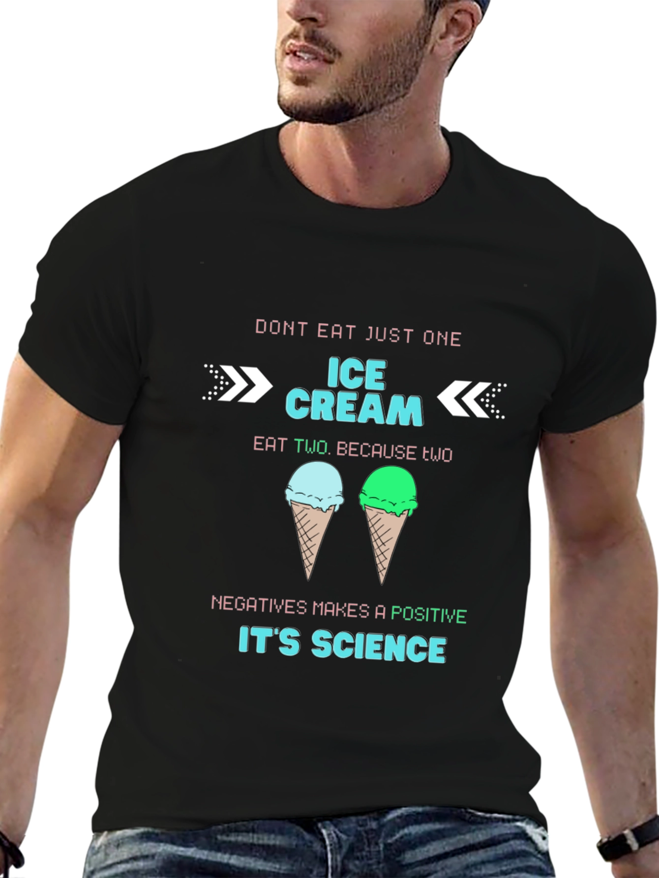 Black Ice Cream Science T-Shirt view 6