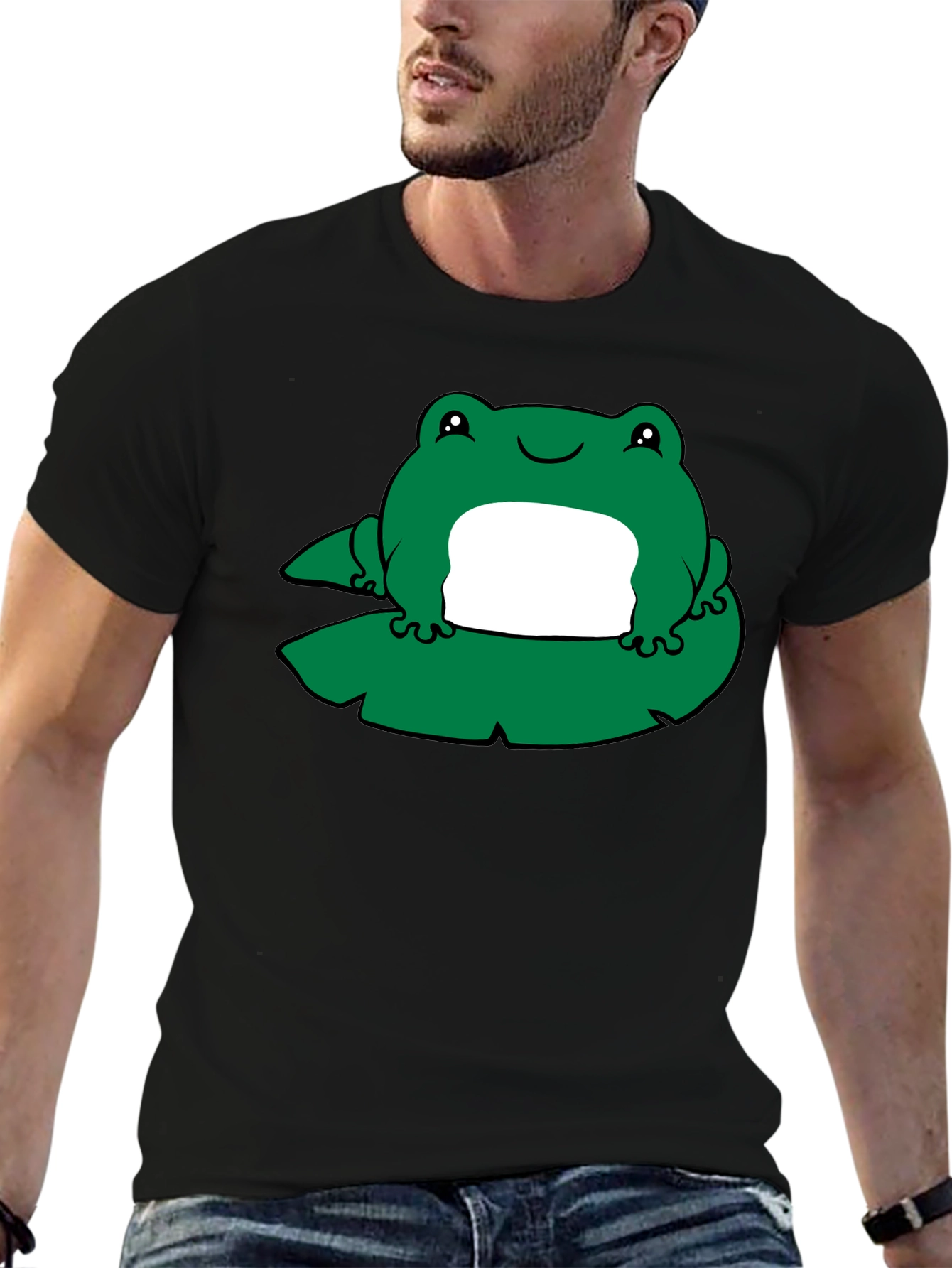 Frog on Lily Pad Graphic Tee - Black - 6