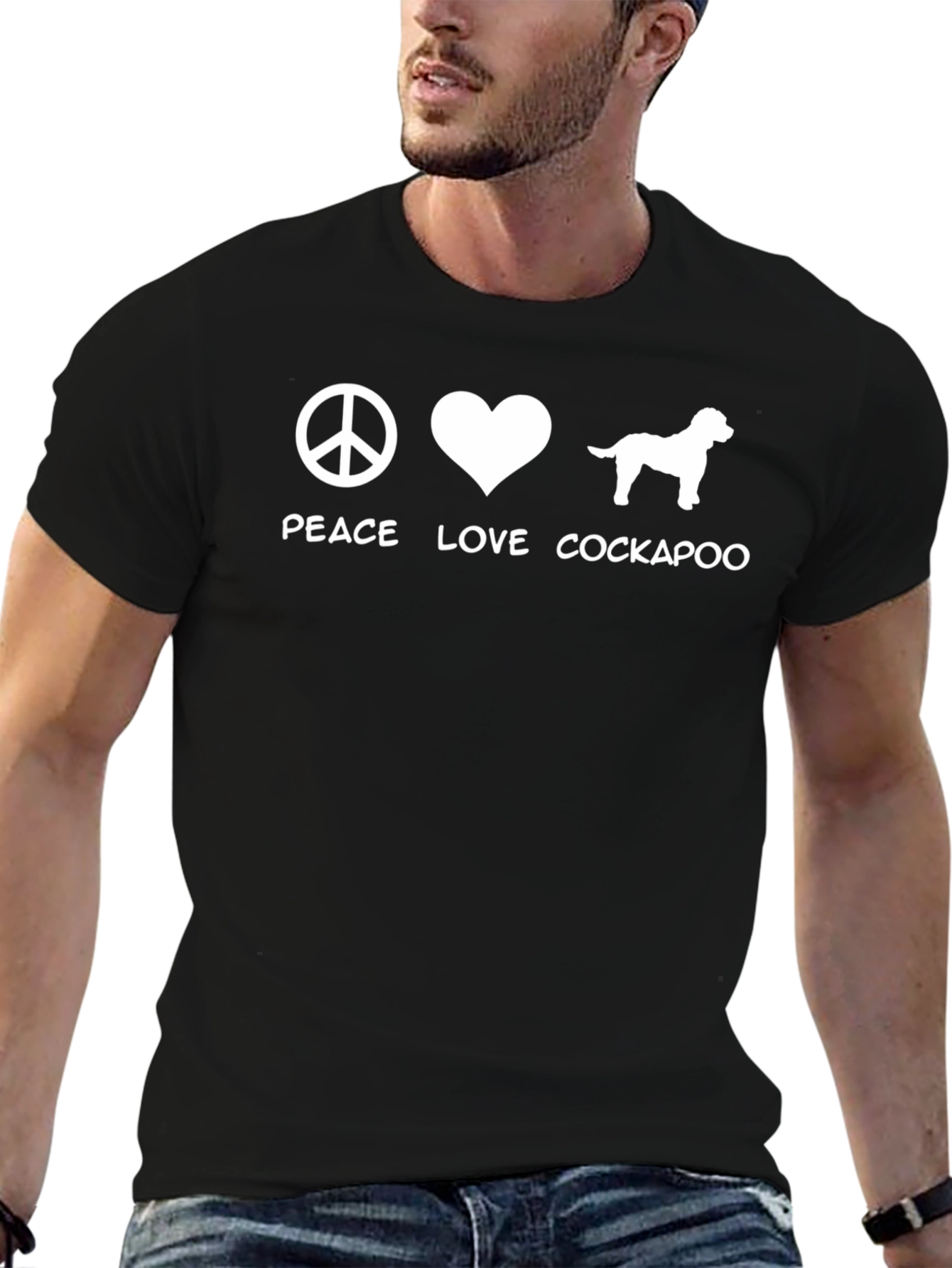 Black Peace Love Cockapoo T-Shirt view 6