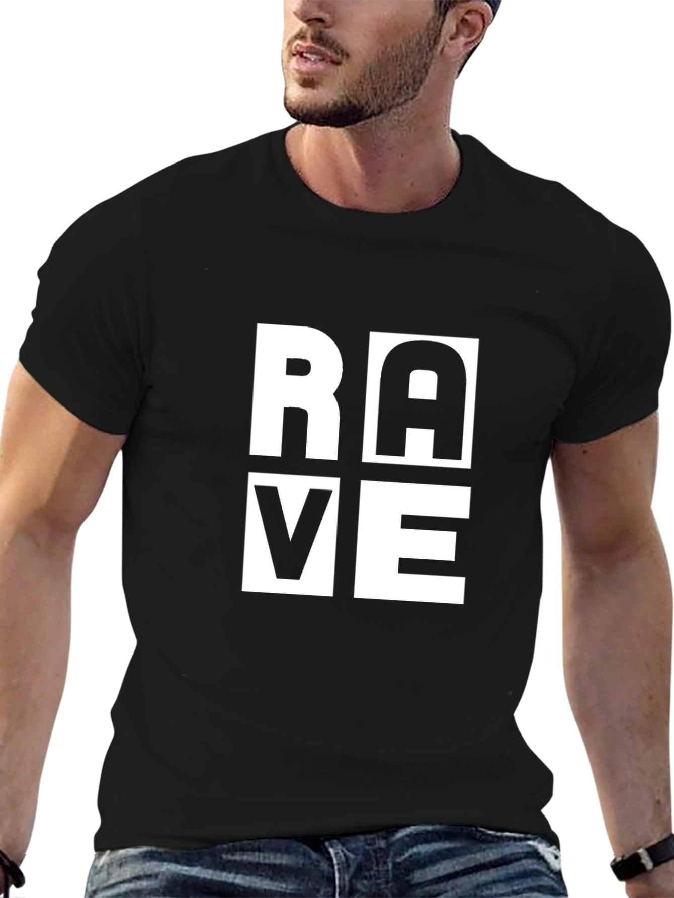 Black Rave Graphic Print Black T-Shirt view 6