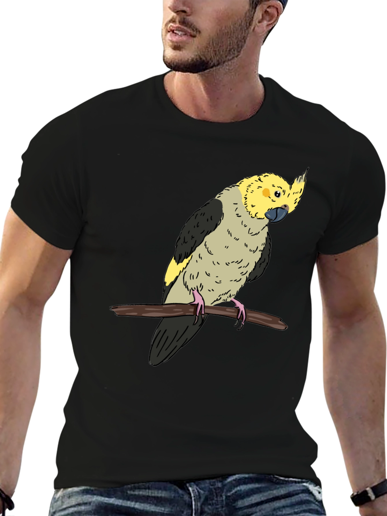 Black Cockatiel Graphic Tee - Bird Lover T-Shirt view 6