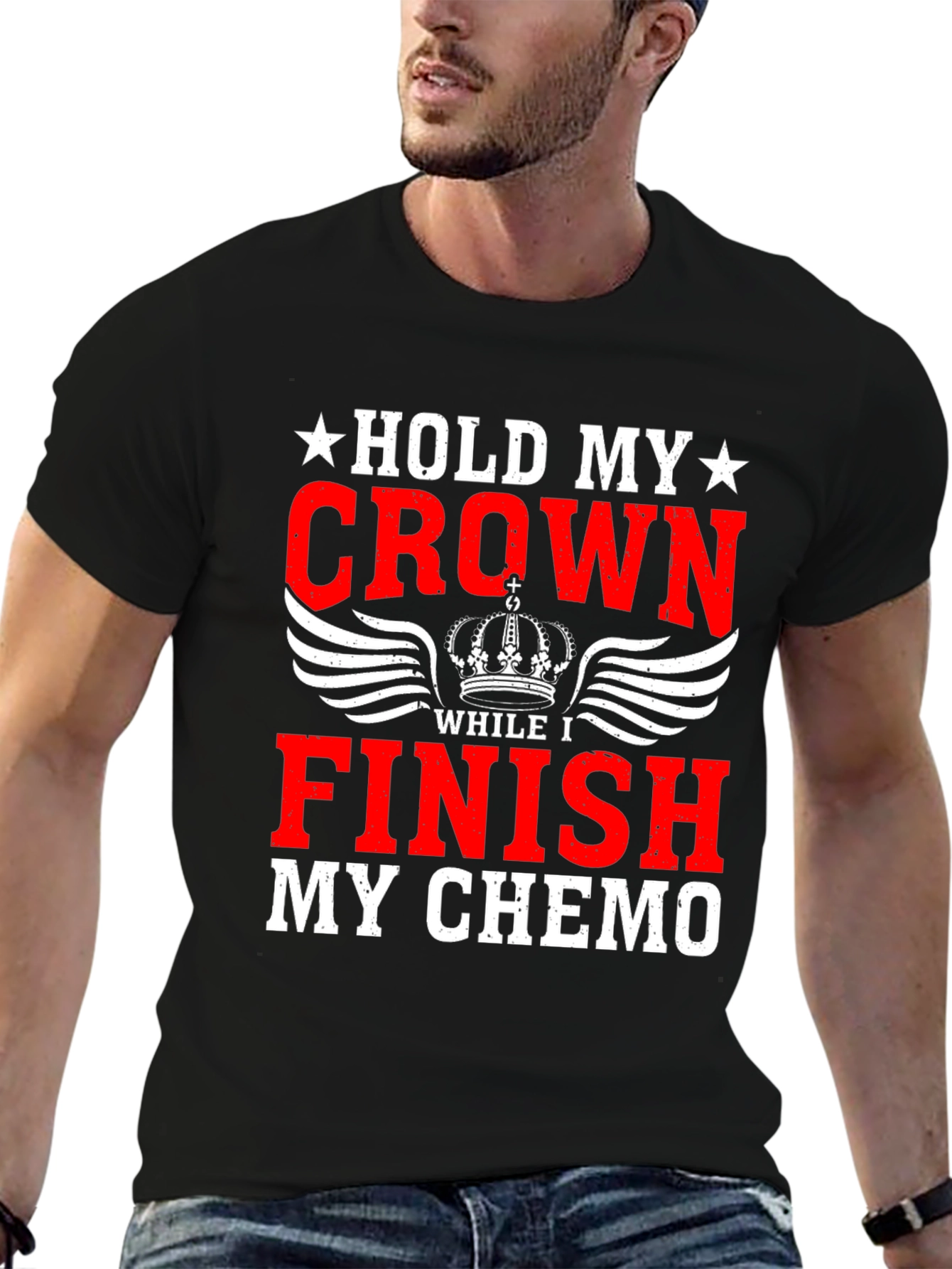 Black Hold My Crown Finish Chemo Graphic T-Shirt view 6
