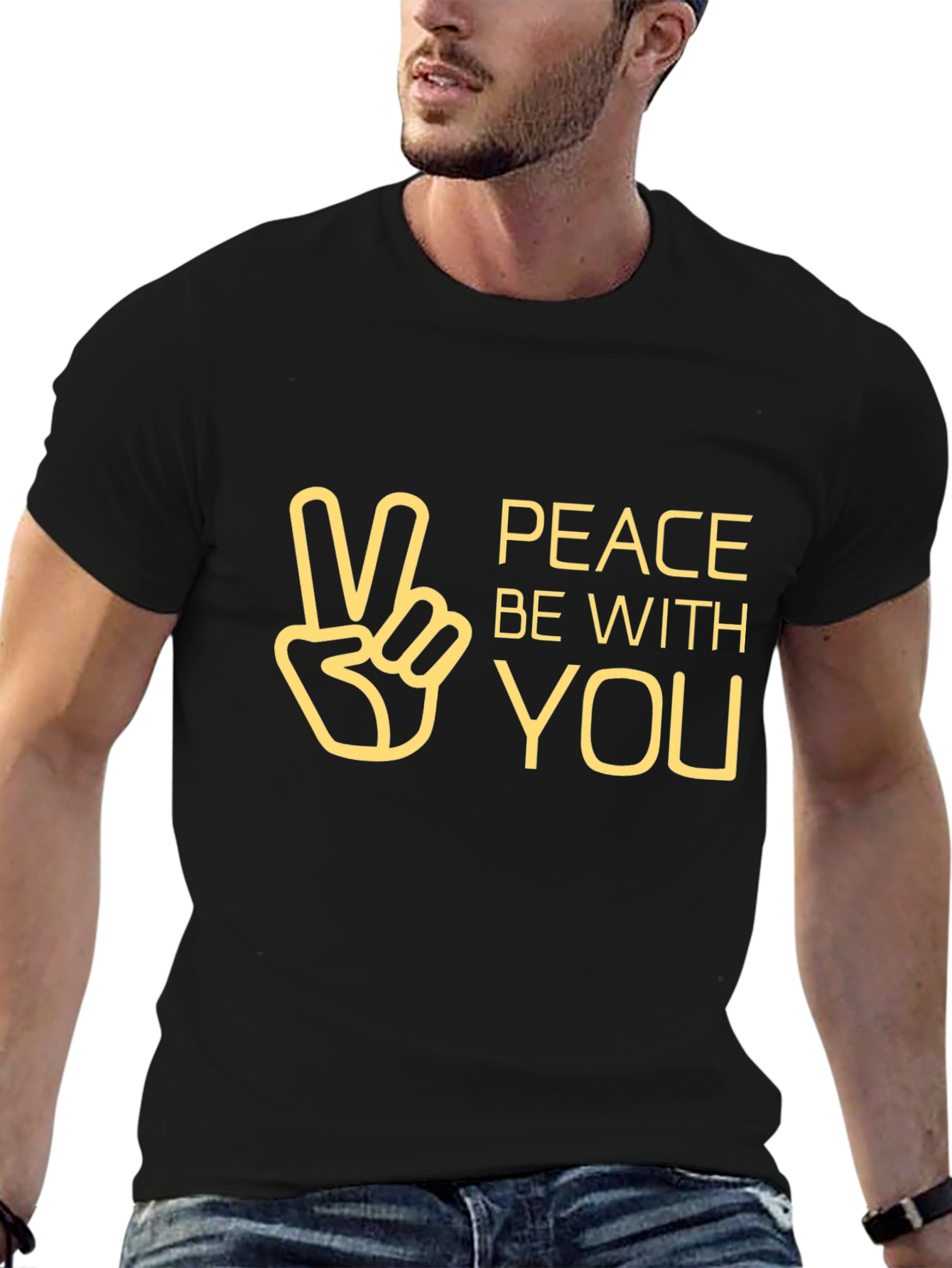 Black Peace Be With You Graphic Tee - Black view 6