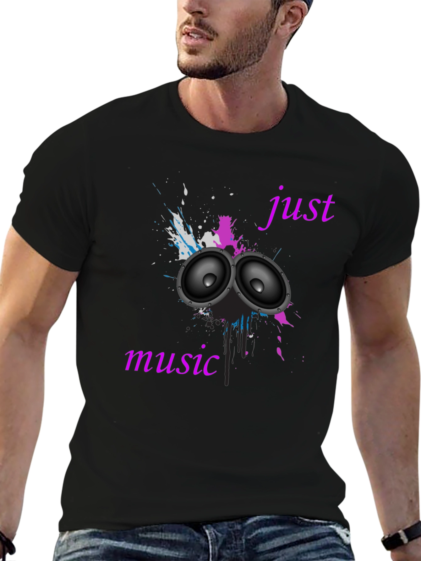 Black Just Music Black T-Shirt view 6