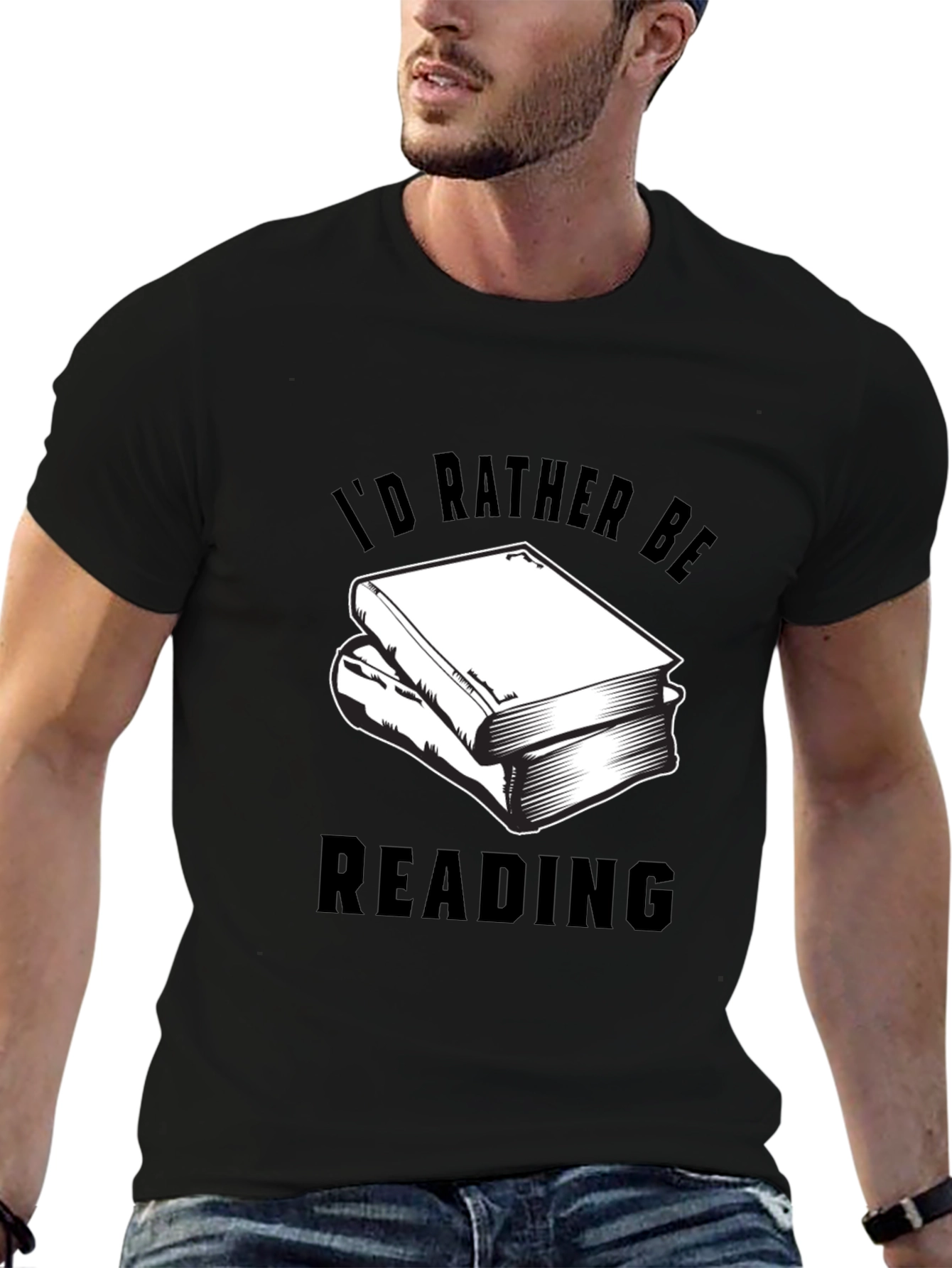 Black I'd Rather Be Reading Graphic Tee view 6