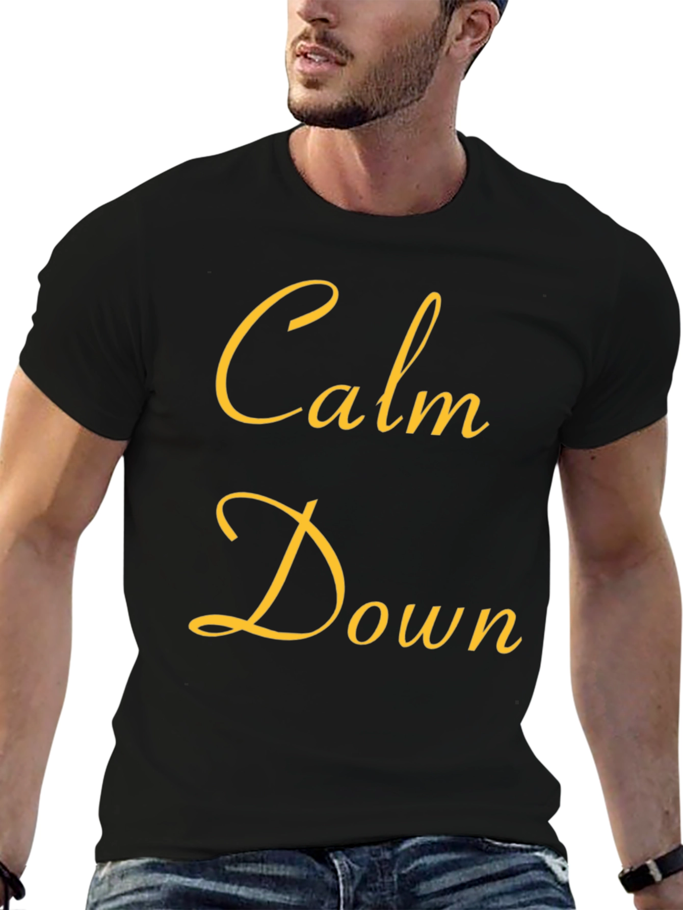 Black Calm Down Graphic Tee - Relaxed Fit Black T-Shirt view 6