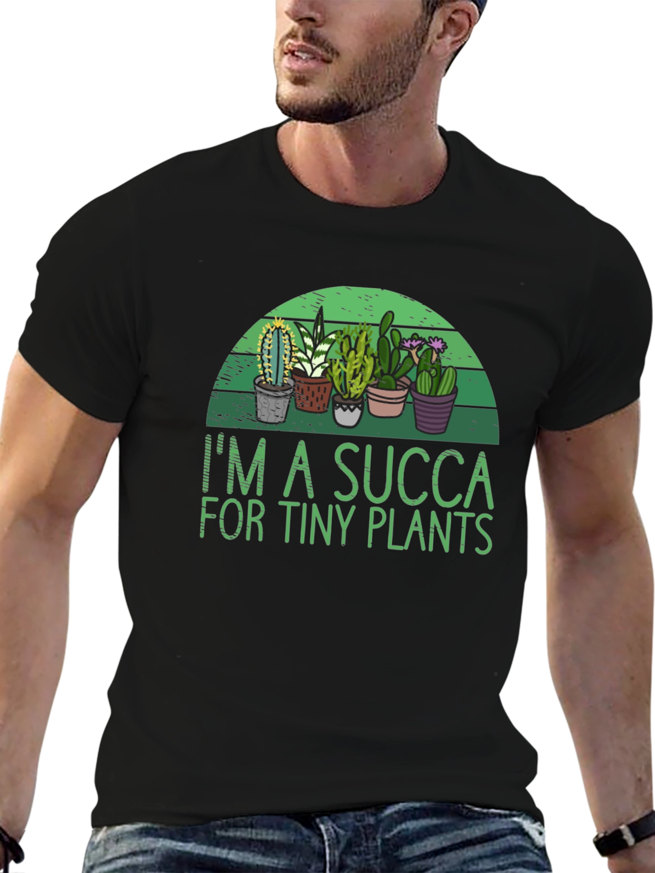 Black I'm a SUCCA for Tiny Plants Graphic T-Shirt view 6