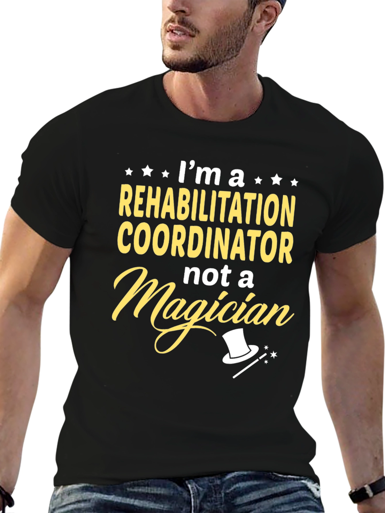 Black Rehabilitation Coordinator T-Shirt - Magician Humor view 6