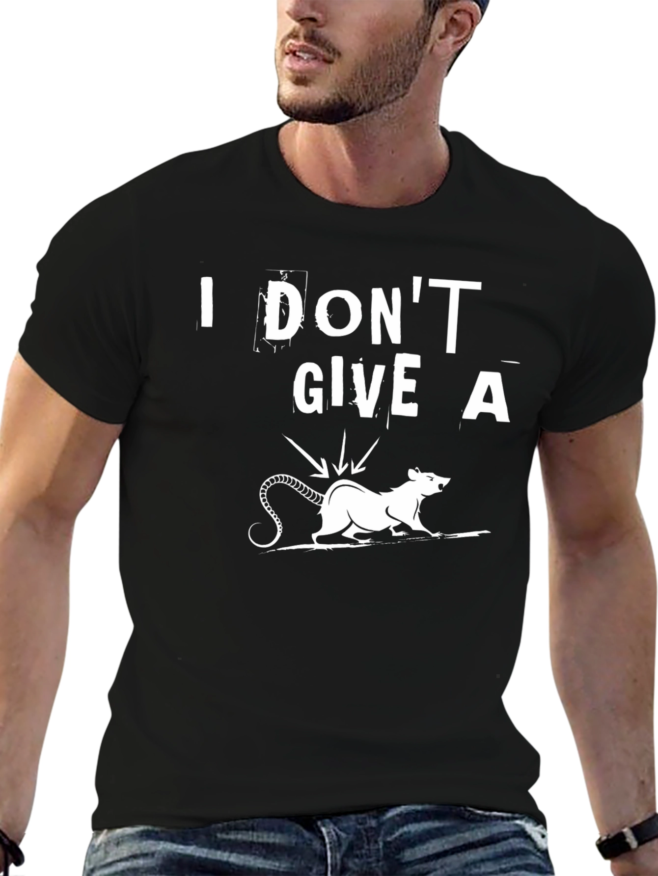 Black I Don't Give a Rat's Rear End Funny T-Shirt view 6