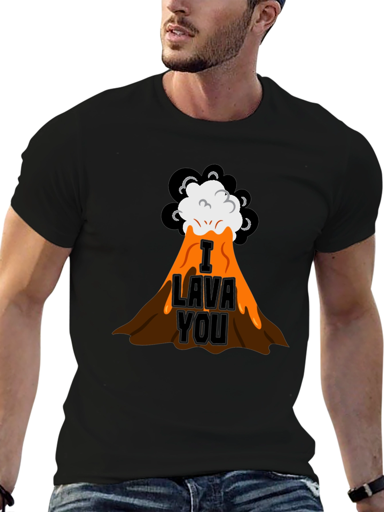 Black I Lava You Graphic Tee - Trendy Volcano Design view 6
