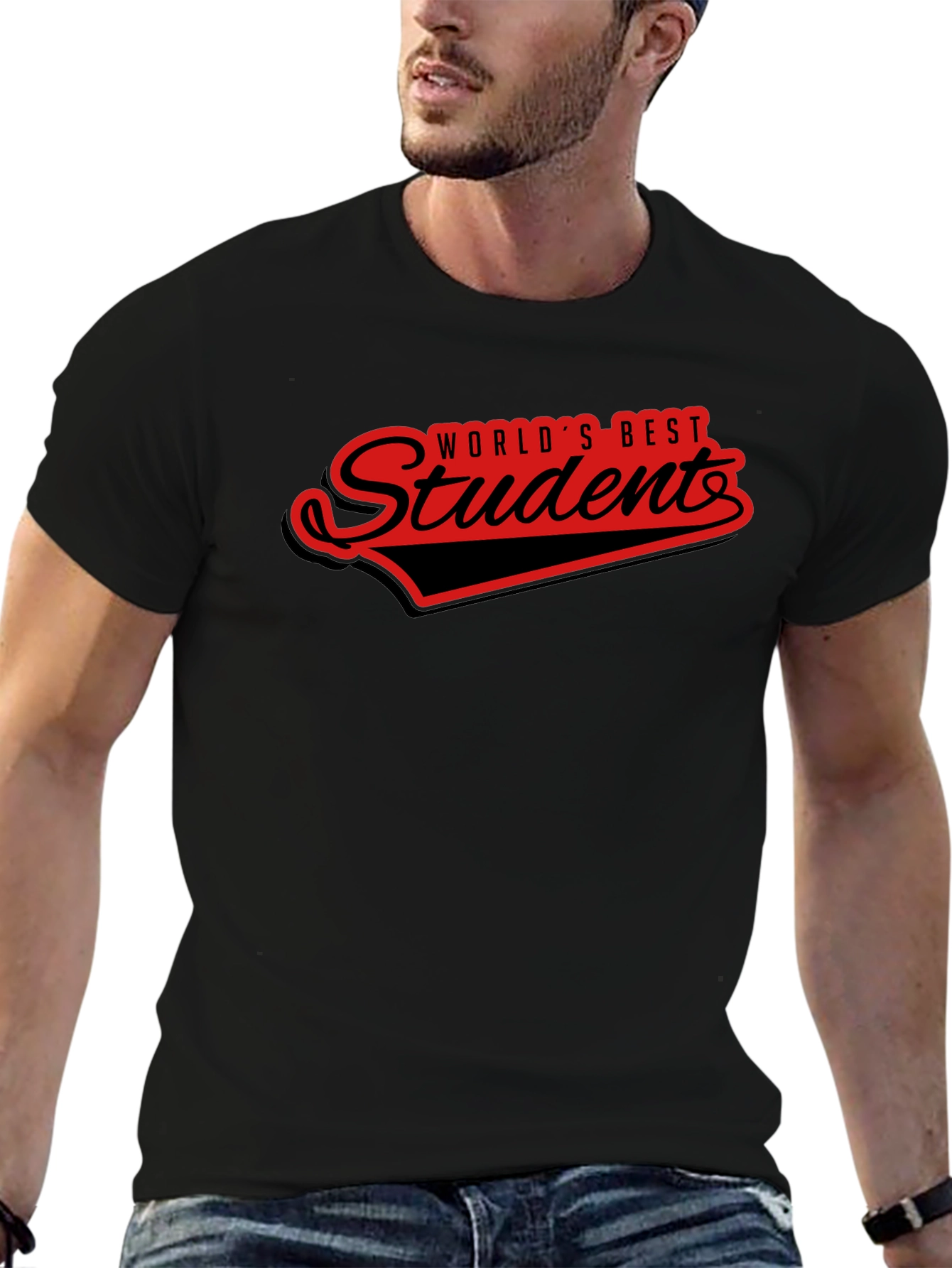 Black World's Best Student T-Shirt - Black view 6
