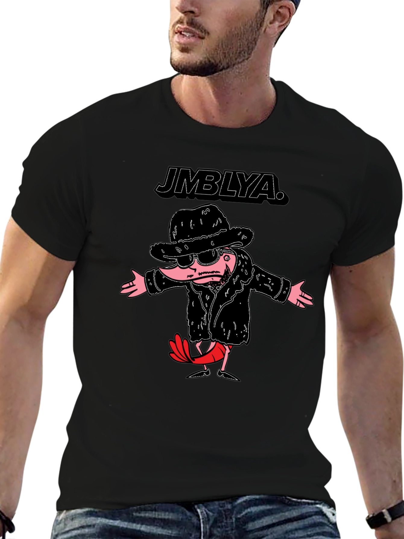 Black JMBLYA Graphic T-Shirt - Quirky Cartoon Tee view 6