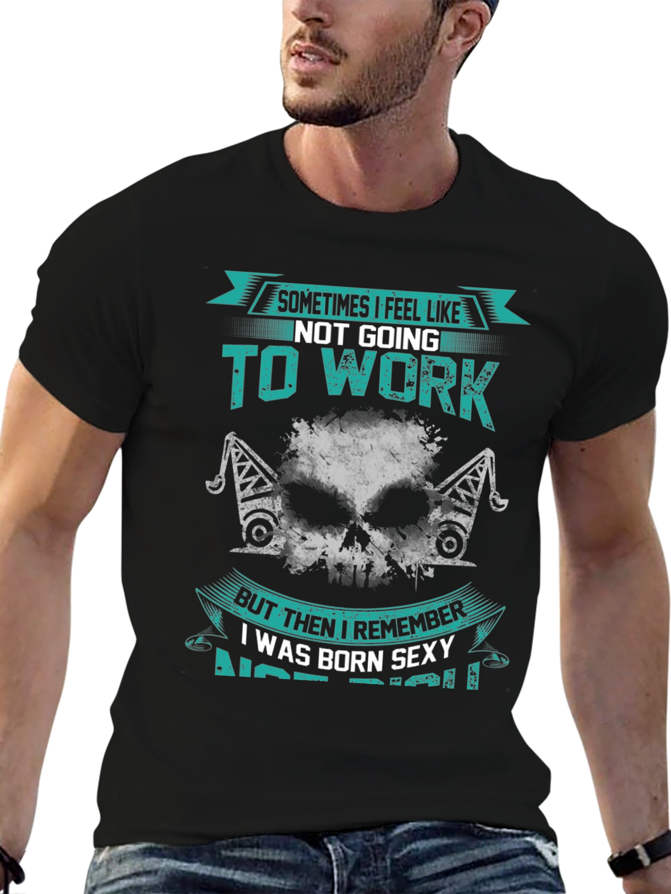 Black Funny Graphic T-Shirt: Born Sexy, Not Rich view 6
