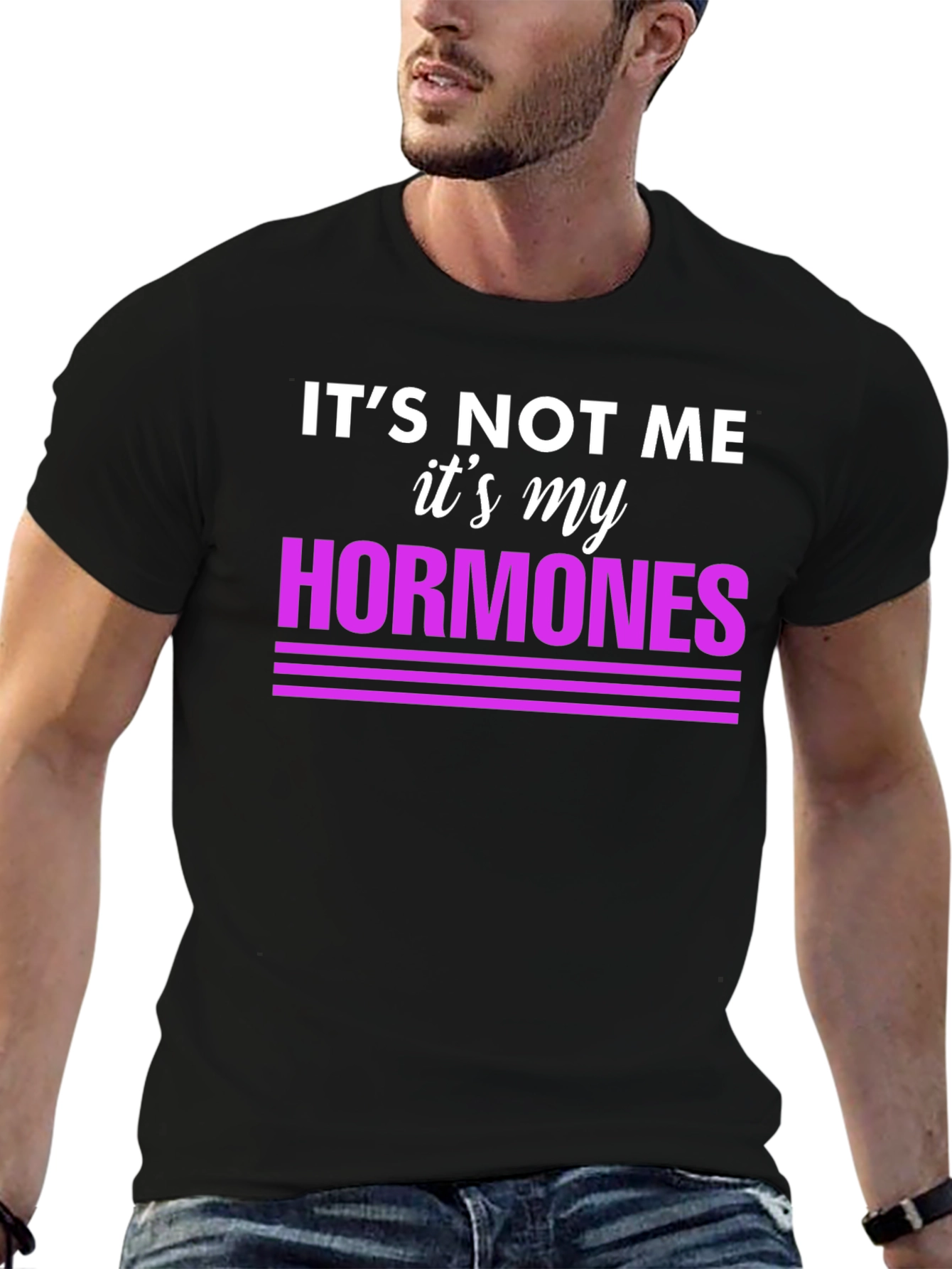 Black It's Not Me, It's My Hormones Funny T-Shirt view 6