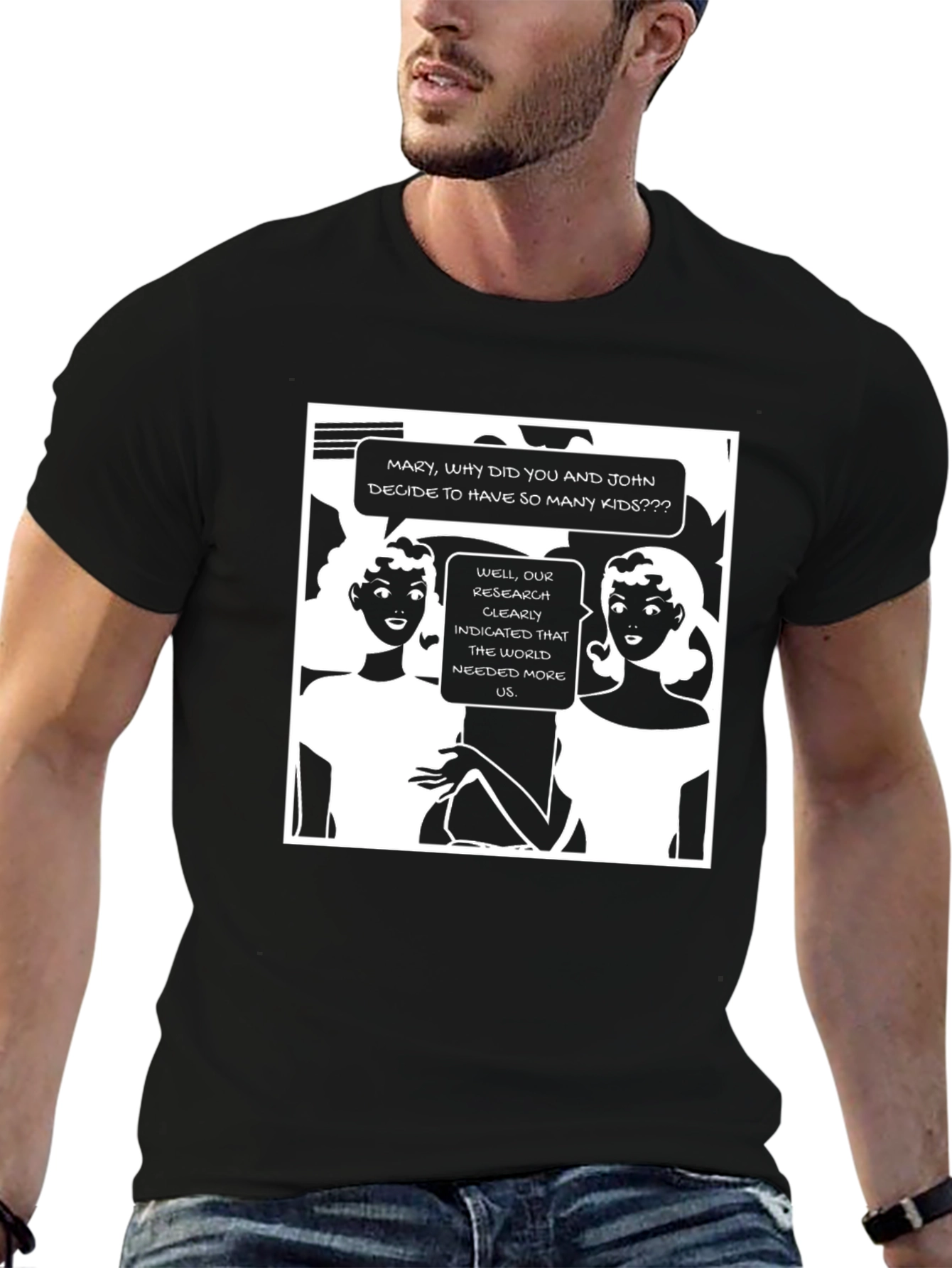 Black Funny 'More Kids' Graphic T-Shirt view 6