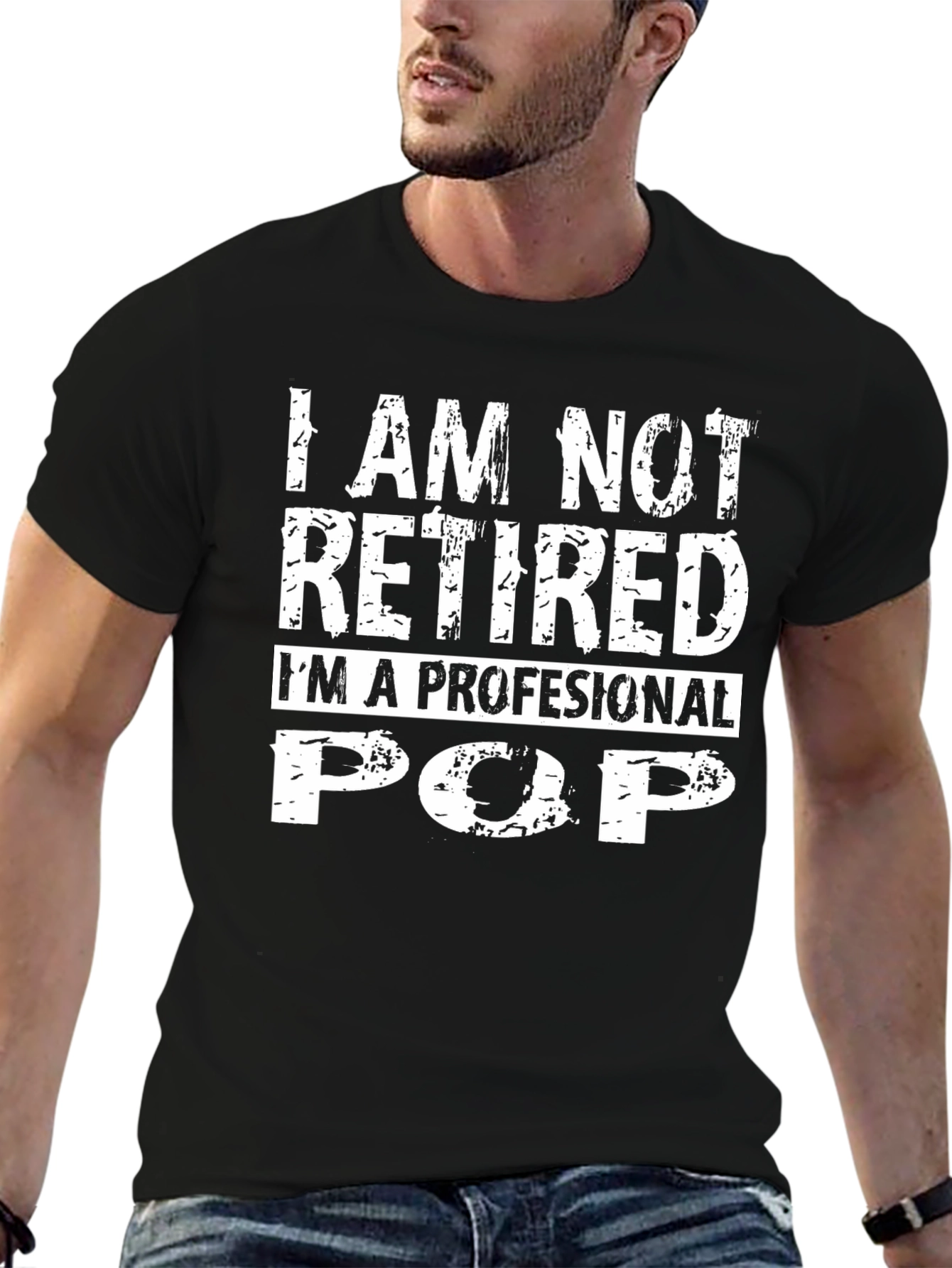 Black Professional Pop Graphic Tee - Black Cotton T-Shirt view 6