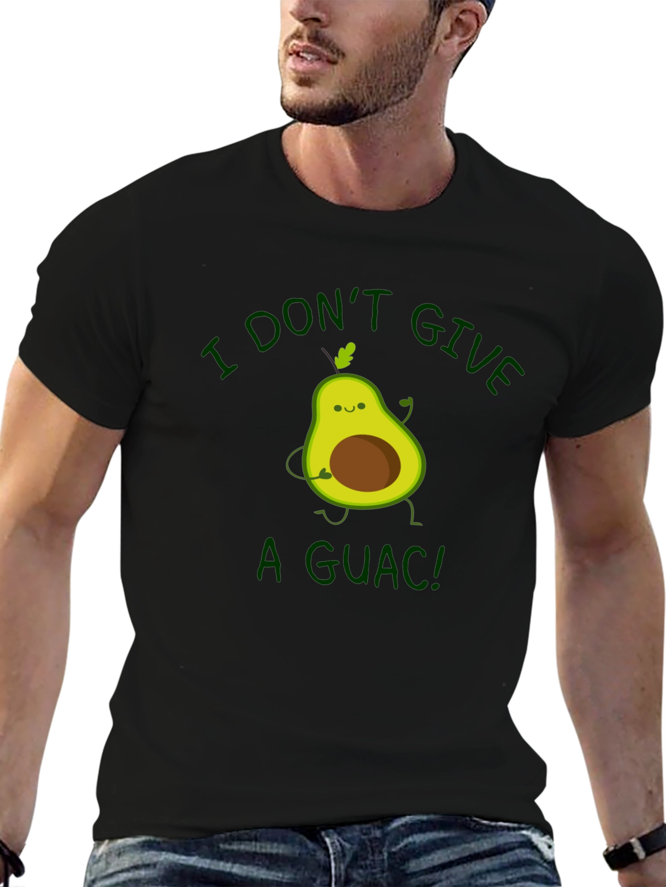 Black I Don't Give a Guac! Avocado Graphic T-Shirt view 6