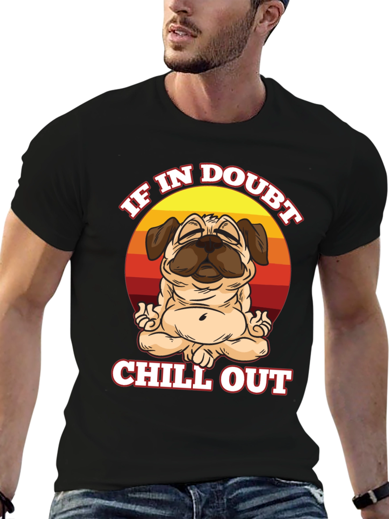 Black Chill Out Pug T-Shirt - Zen Dog Tee view 6