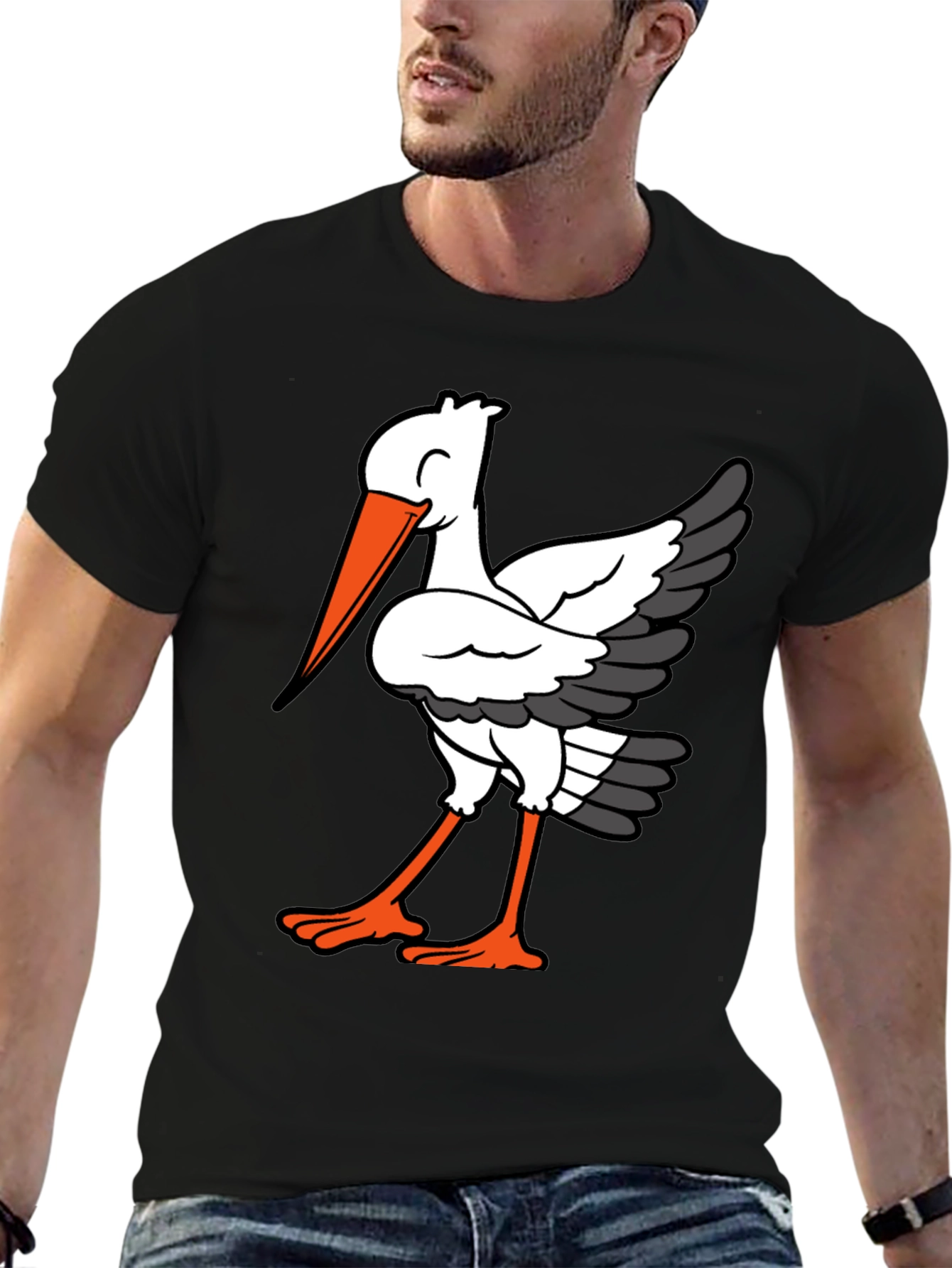 Black Stork Graphic Tee - Casual Comfort T-Shirt view 6