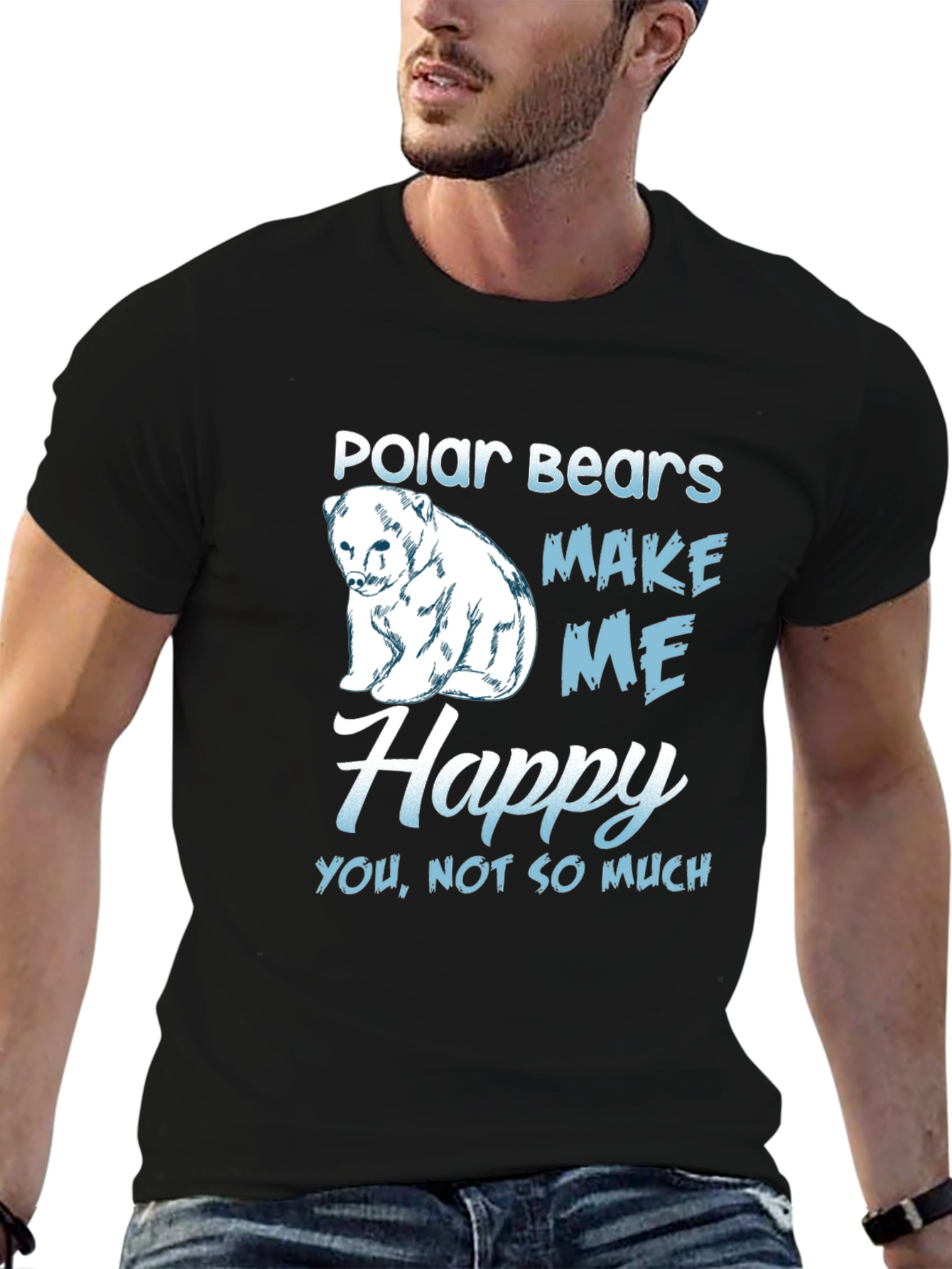 Black Polar Bear Graphic T-Shirt - Makes Me Happy view 6