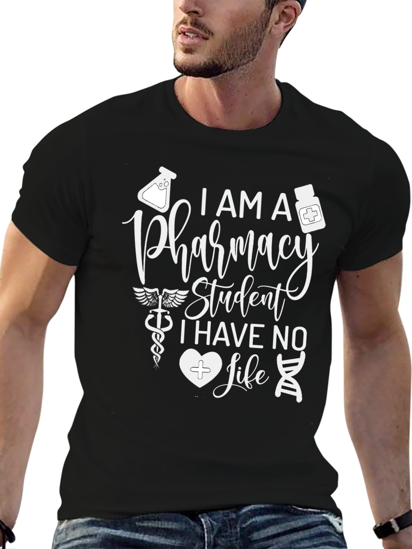 Black Pharmacy Student T-Shirt - Funny Design view 6