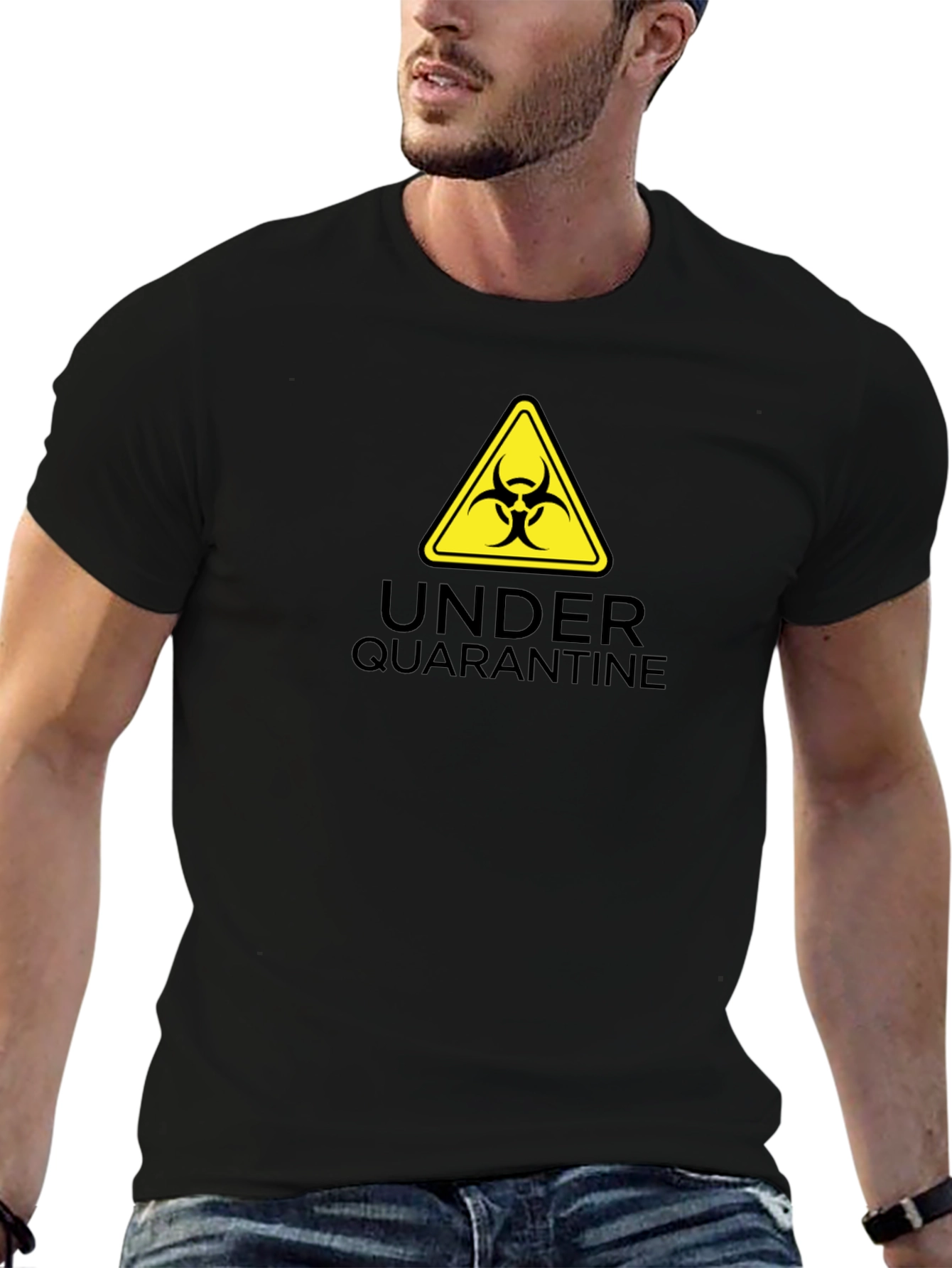 Black Under Quarantine Biohazard T-Shirt - Unisex view 6