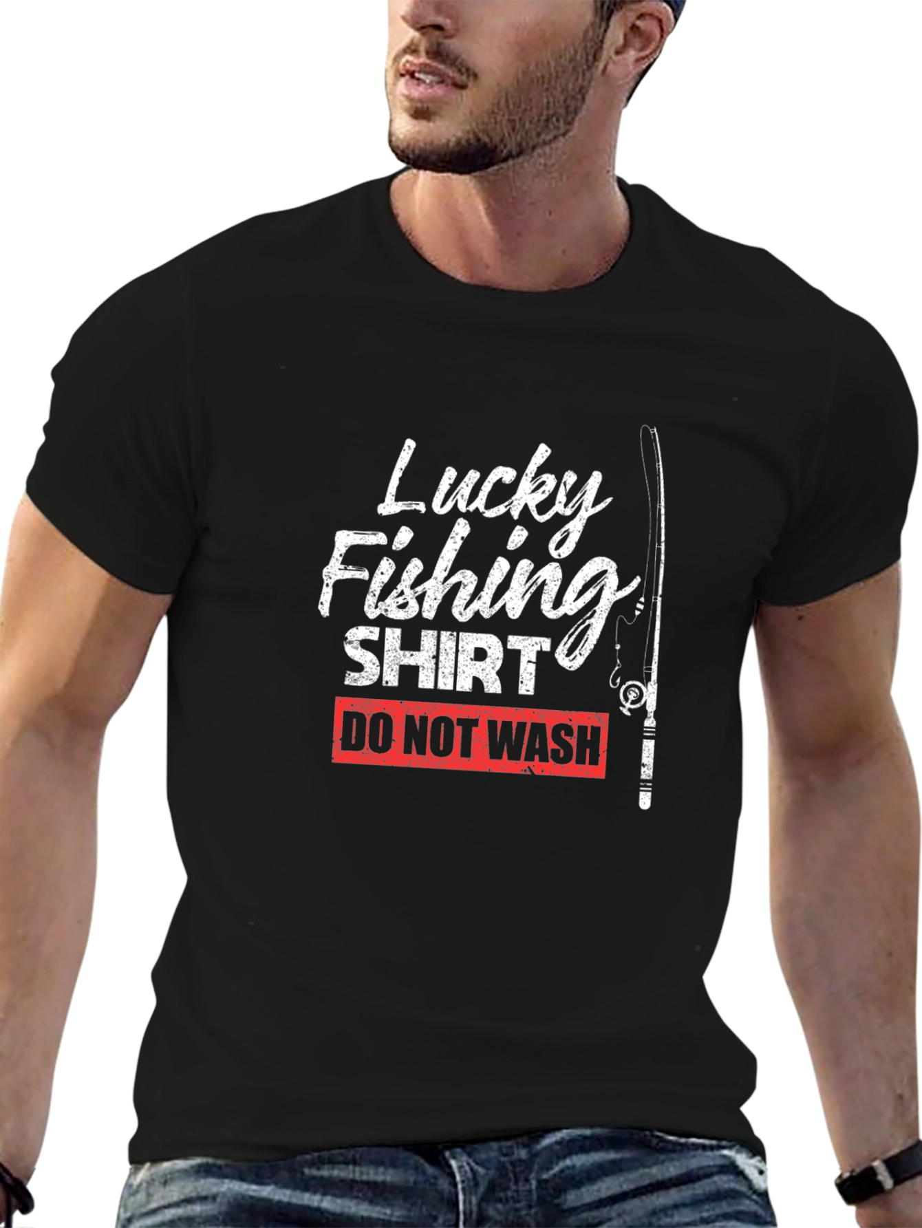 Black Lucky Fishing Shirt - Do Not Wash Novelty Tee view 6