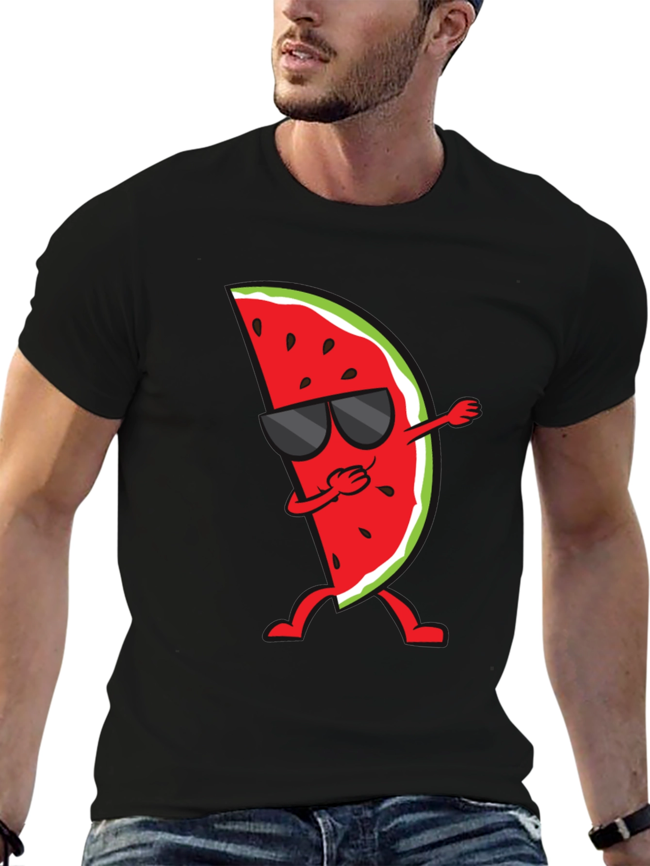 Black Dabbing Watermelon Graphic Tee - Summer Fun Shirt view 6