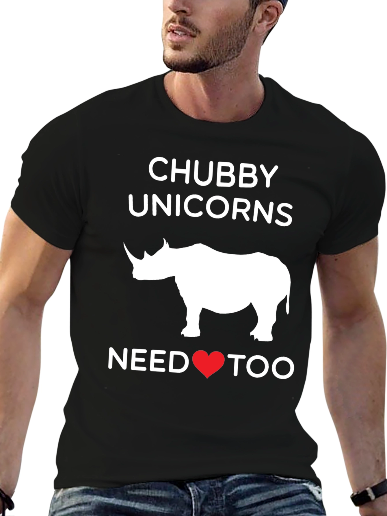 Black Chubby Unicorns Need Love T-Shirt, Funny Graphic Tee view 6