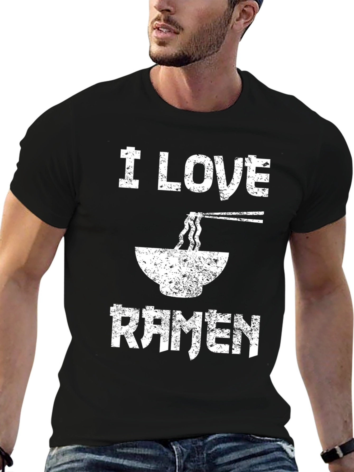 Black I Love Ramen Graphic Tee - Black view 6