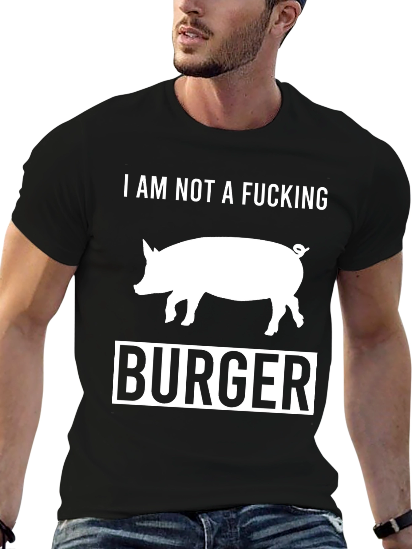 Black I Am Not a F*cking Burger Pig T-Shirt view 6