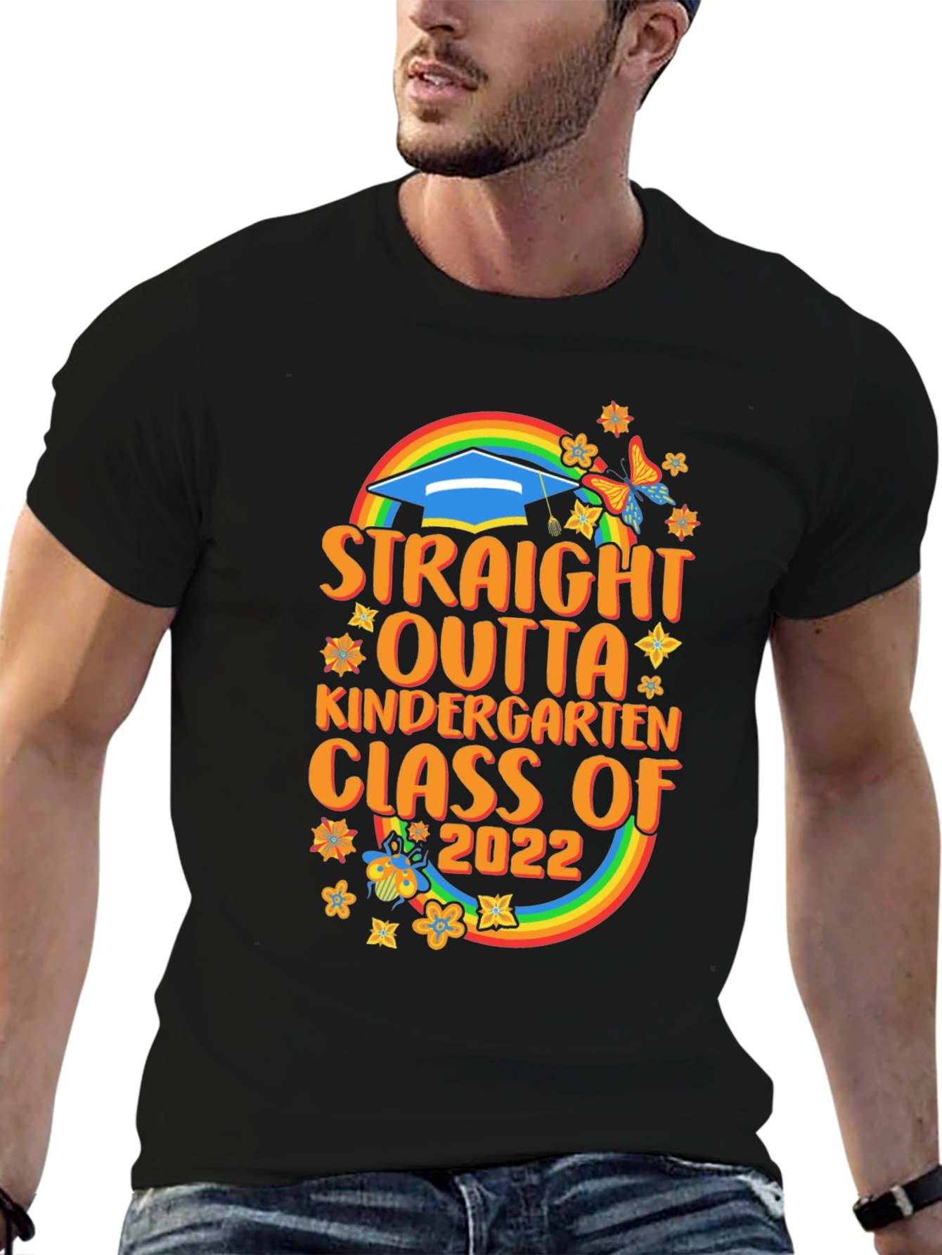 Black Straight Outta Kindergarten Class of 2022 Graduation T-Shirt view 6