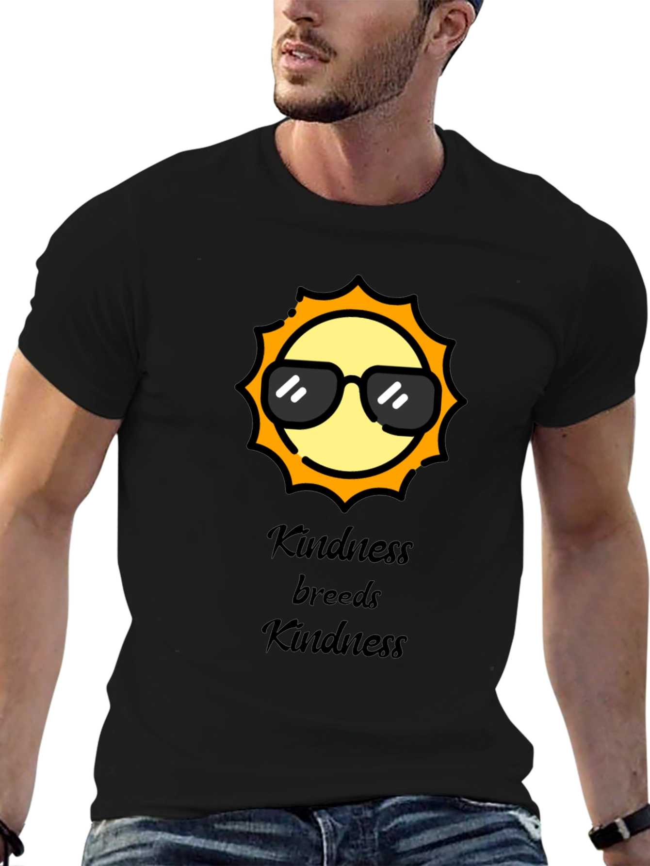 Black Kindness Breeds Kindness Black T-Shirt view 6
