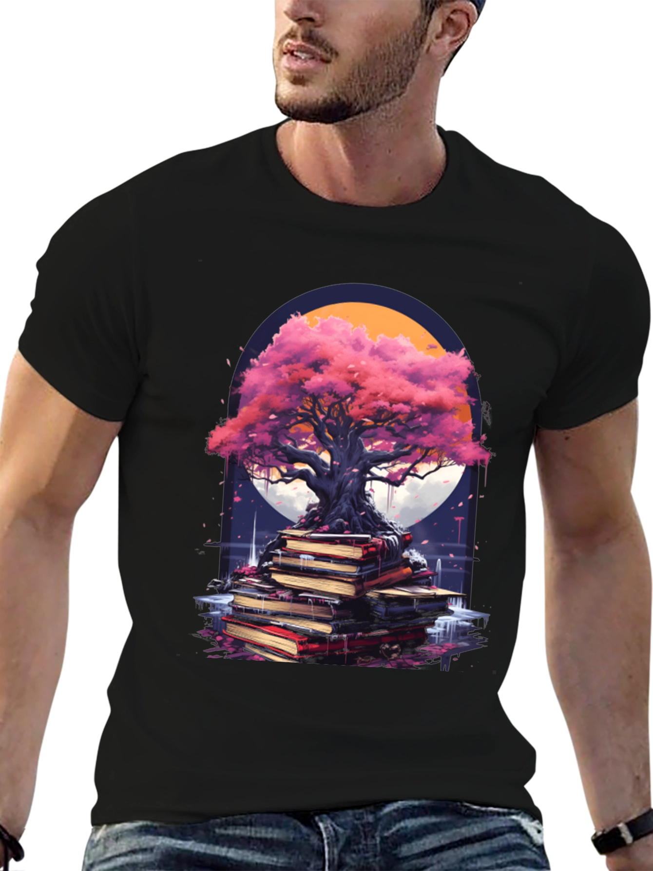 Black Enlightenment Tree on Books T-Shirt view 6