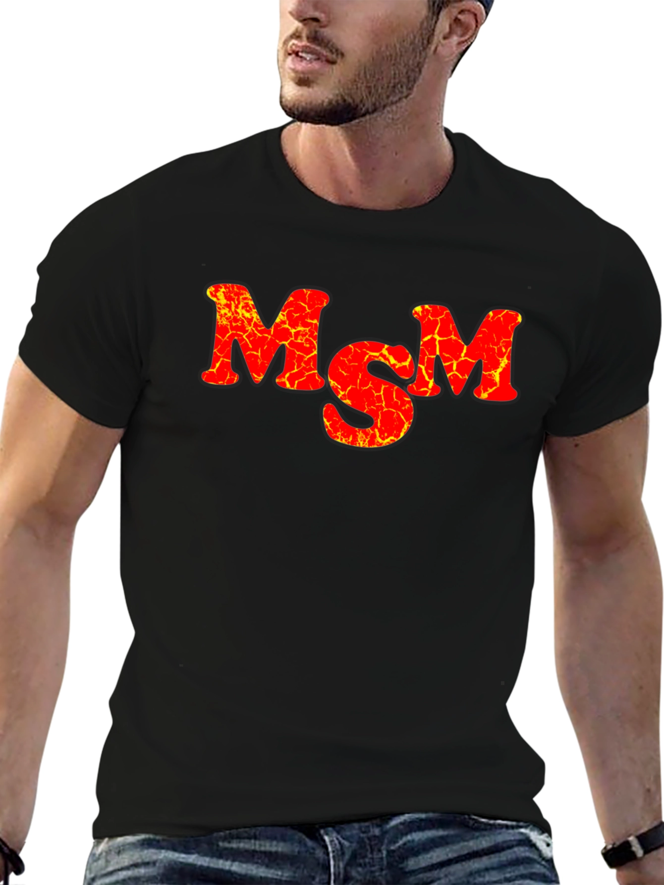 Black MSM Lava T-Shirt - Bold Graphic Tee view 6