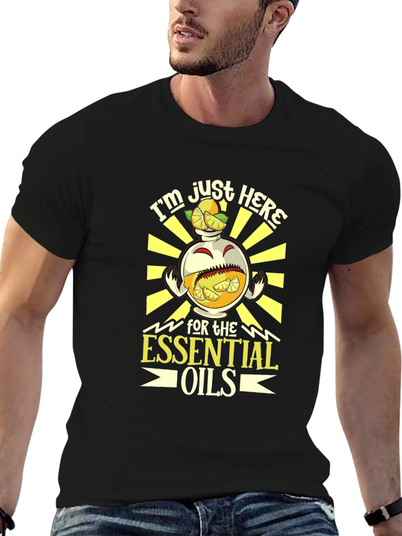 Black Essential Oils Graphic Tee - Black Cotton Blend view 6